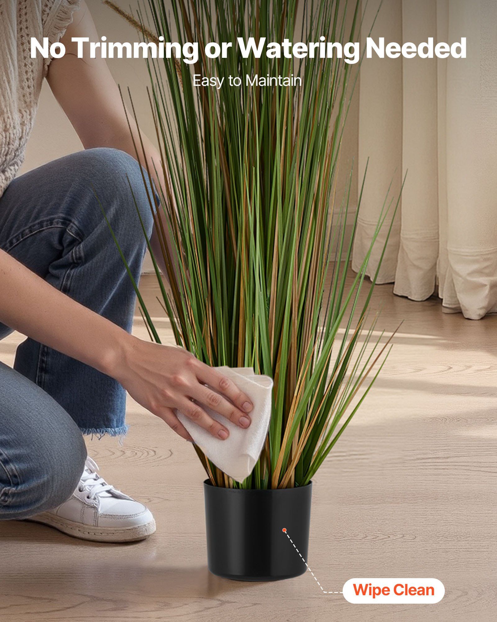 Artificial Grass Plant, 2 Pack 1194mm Horsetail Reed Grass in Pot, Premium PVC Faux Fake Greenery Shrubs Plant for Indoor Outdoor House Home Garden Office Room Décor, Housewarming, Green - Image 5