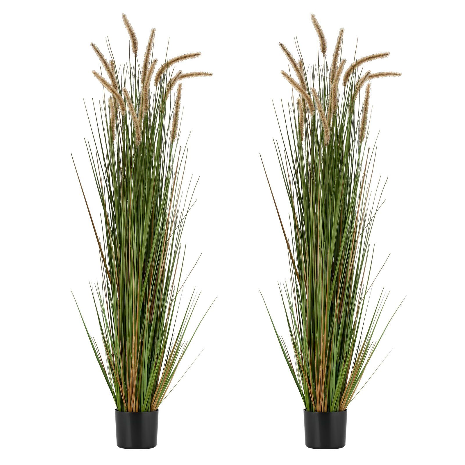 Artificial Grass Plant, 2 Pack 1499mm Horsetail Reed Grass in Pot, Premium PVC Faux Fake Greenery Shrubs Plant for Indoor Outdoor House Home Garden Office Room Décor, Housewarming, Green - Image 1