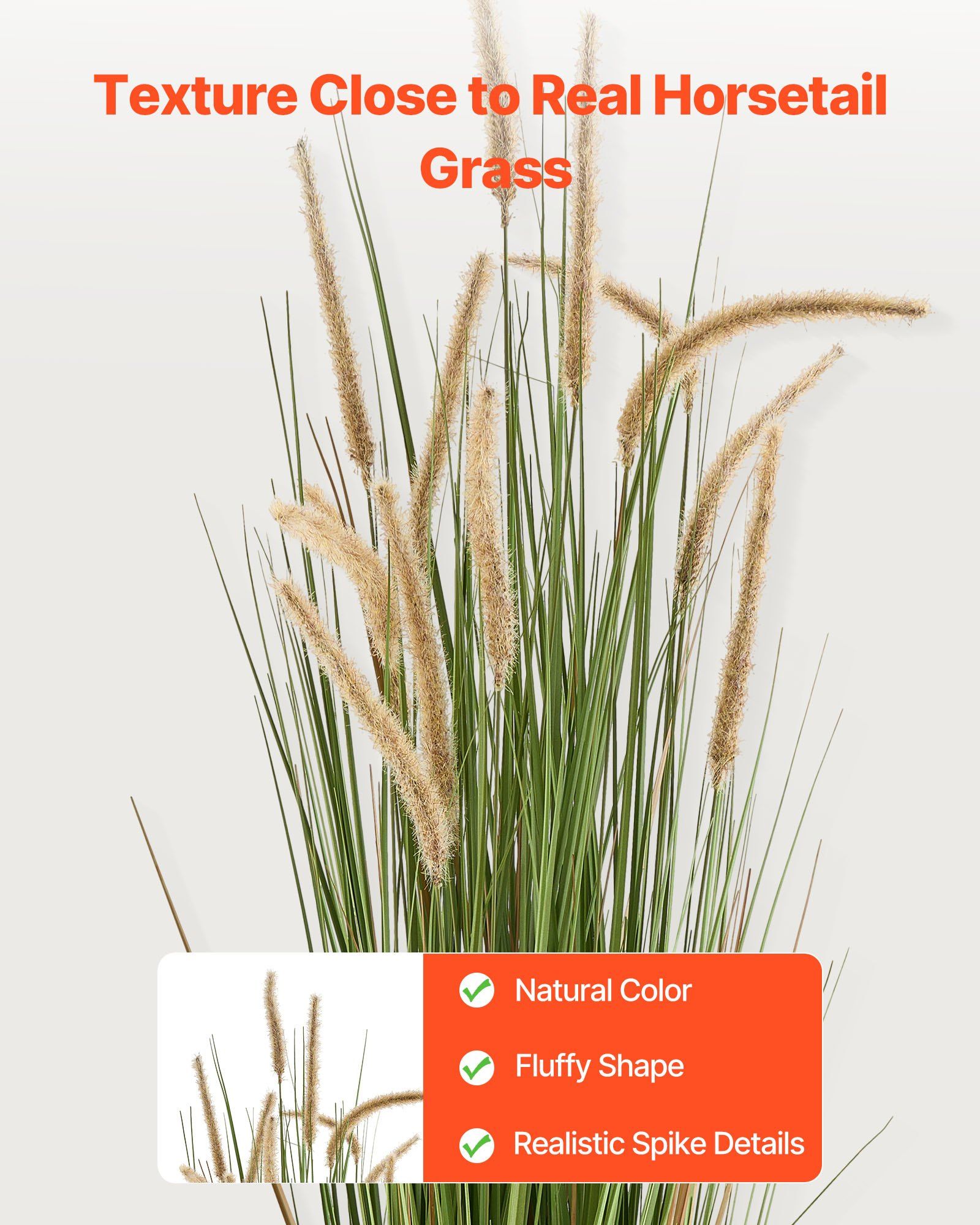 Artificial Grass Plant, 2 Pack 1499mm Horsetail Reed Grass in Pot, Premium PVC Faux Fake Greenery Shrubs Plant for Indoor Outdoor House Home Garden Office Room Décor, Housewarming, Green - Image 3