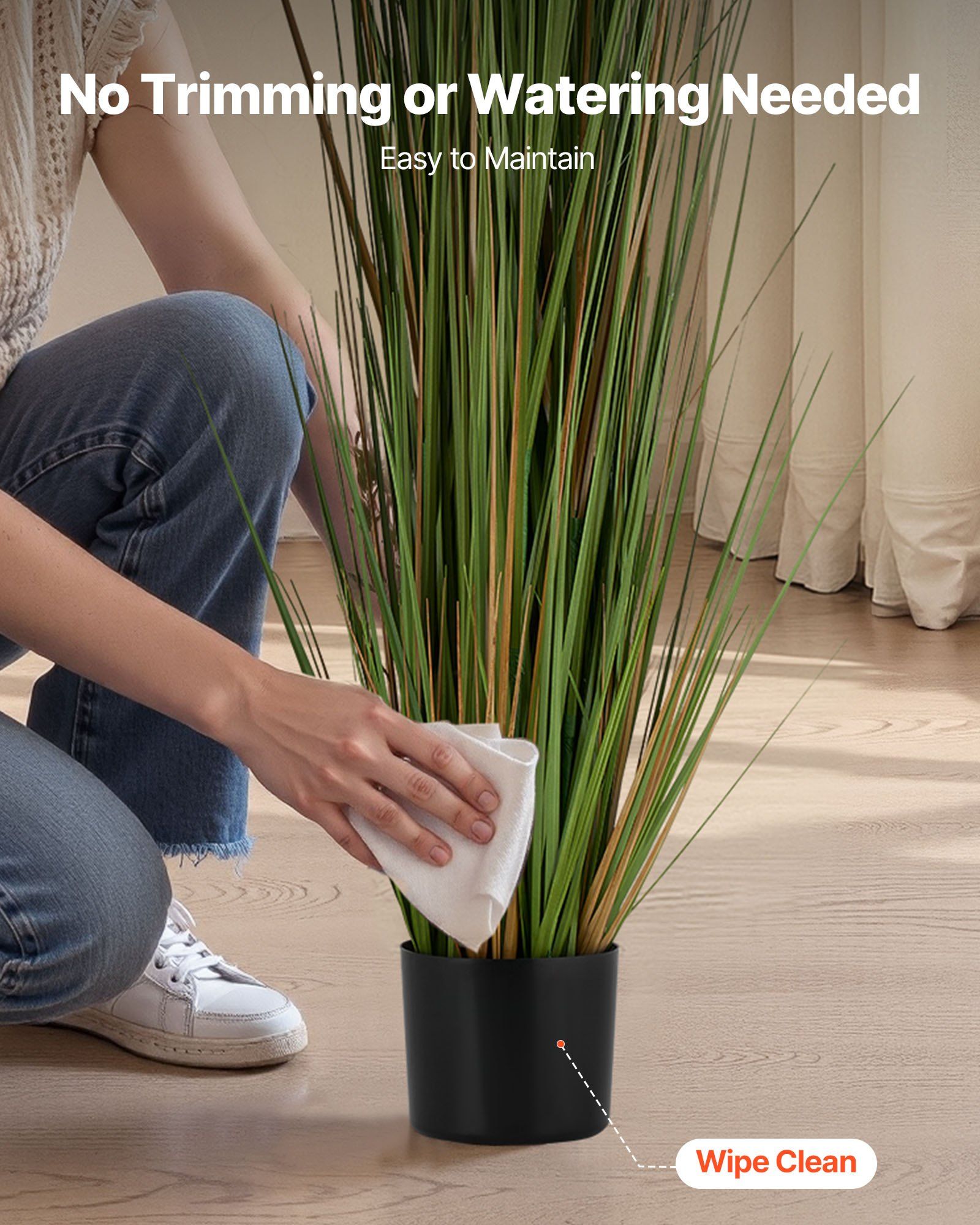 Artificial Grass Plant, 2 Pack 1499mm Horsetail Reed Grass in Pot, Premium PVC Faux Fake Greenery Shrubs Plant for Indoor Outdoor House Home Garden Office Room Décor, Housewarming, Green - Image 5