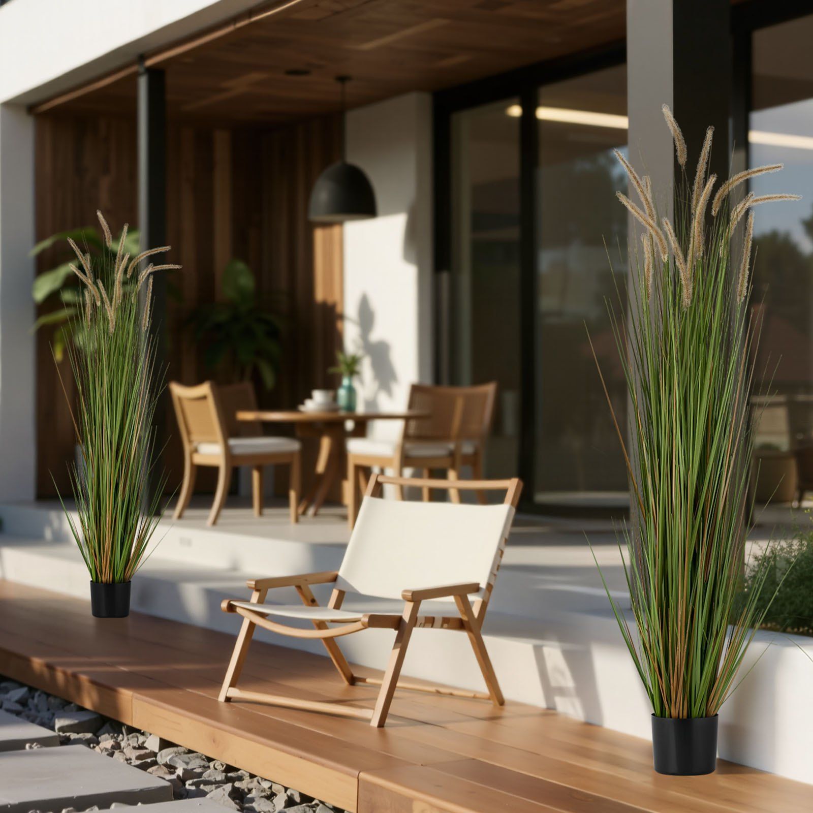 Artificial Grass Plant, 2 Pack 1499mm Horsetail Reed Grass in Pot, Premium PVC Faux Fake Greenery Shrubs Plant for Indoor Outdoor House Home Garden Office Room Décor, Housewarming, Green - Image 8