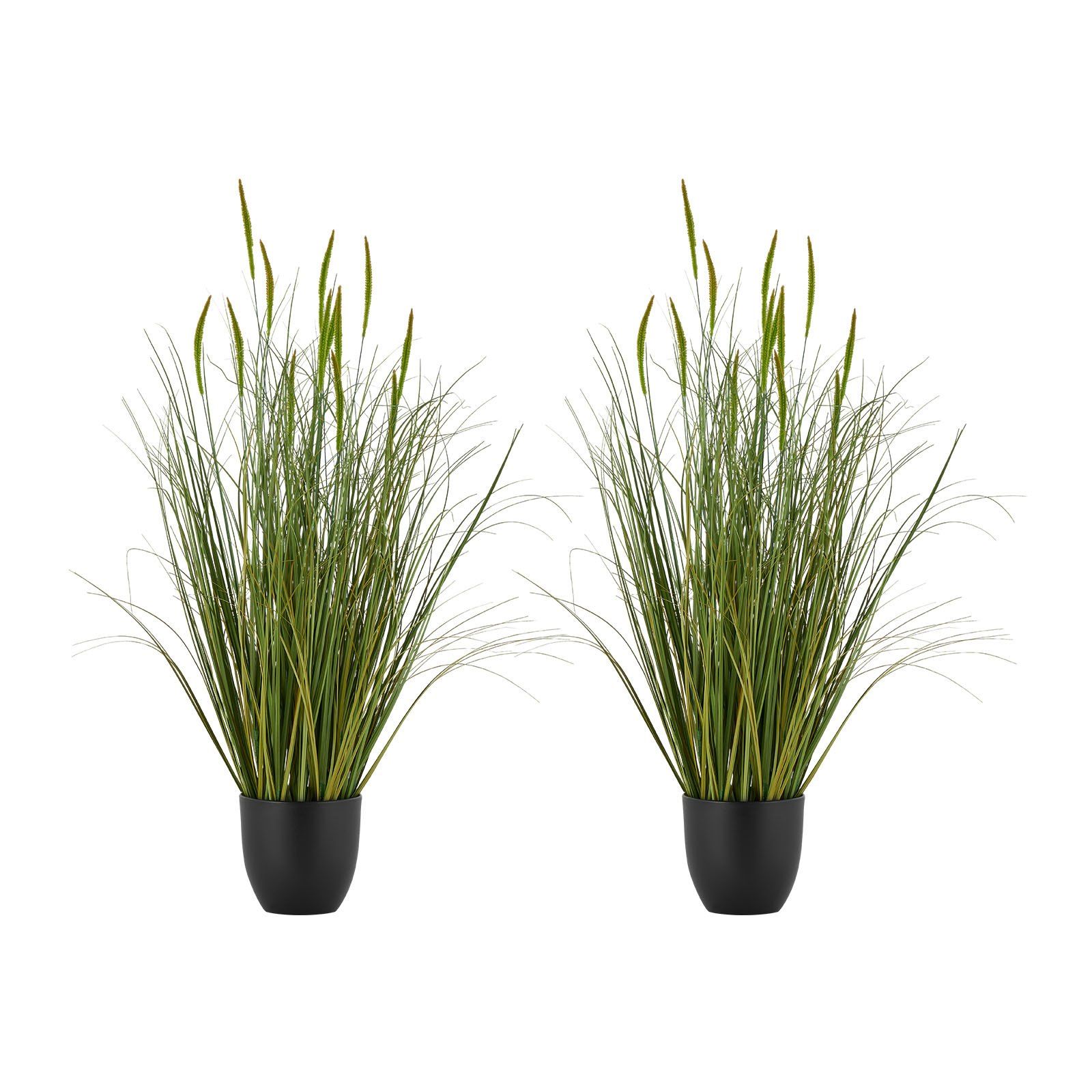 Artificial Grass Plant, 2 Pack 889mm Cattail Grass in Pot, Premium PVC Faux Fake Greenery Shrubs Plant for Indoor Outdoor House Home Garden Office Room Décor, Housewarming, Green - Image 1