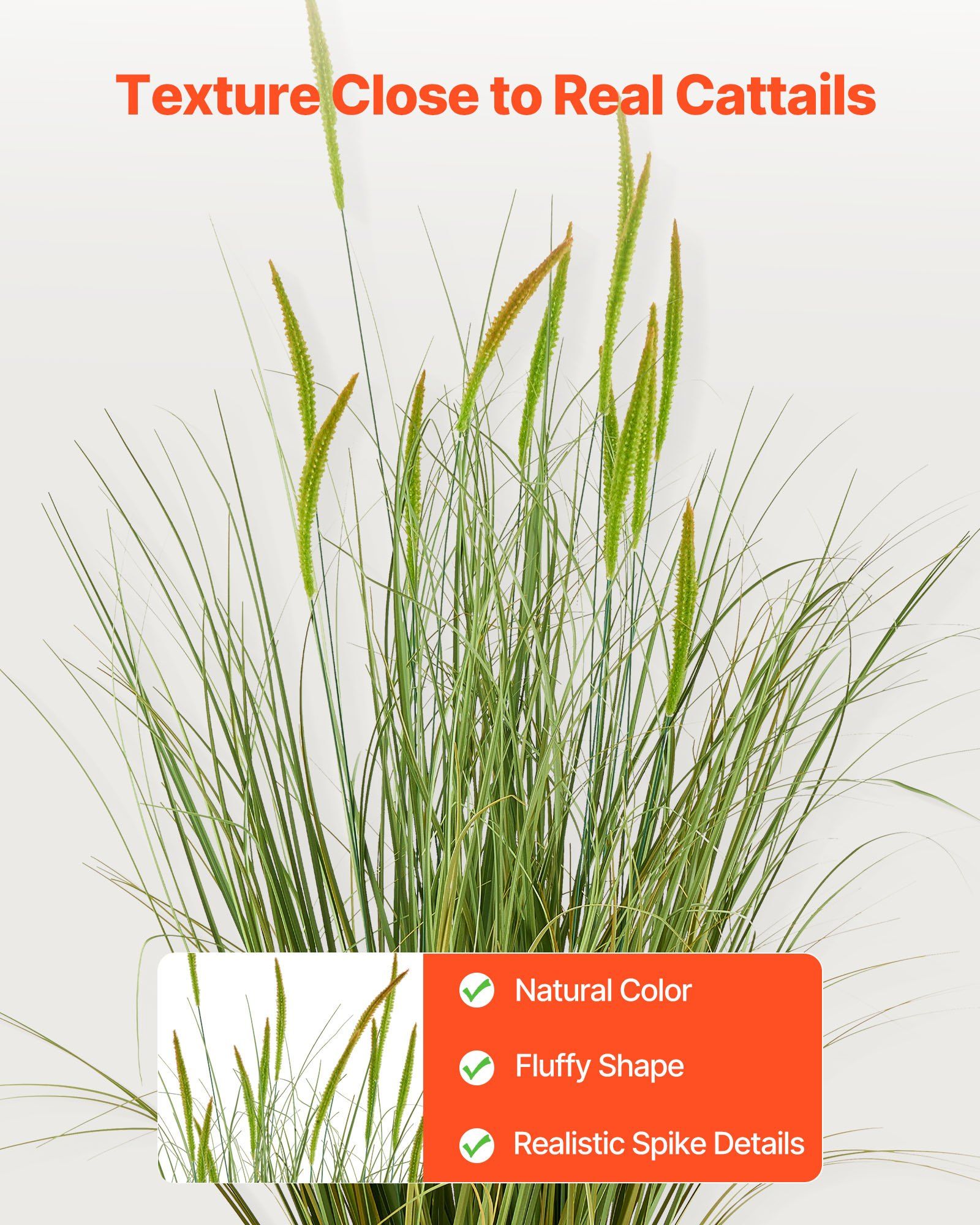 Artificial Grass Plant, 2 Pack 889mm Cattail Grass in Pot, Premium PVC Faux Fake Greenery Shrubs Plant for Indoor Outdoor House Home Garden Office Room Décor, Housewarming, Green - Image 3