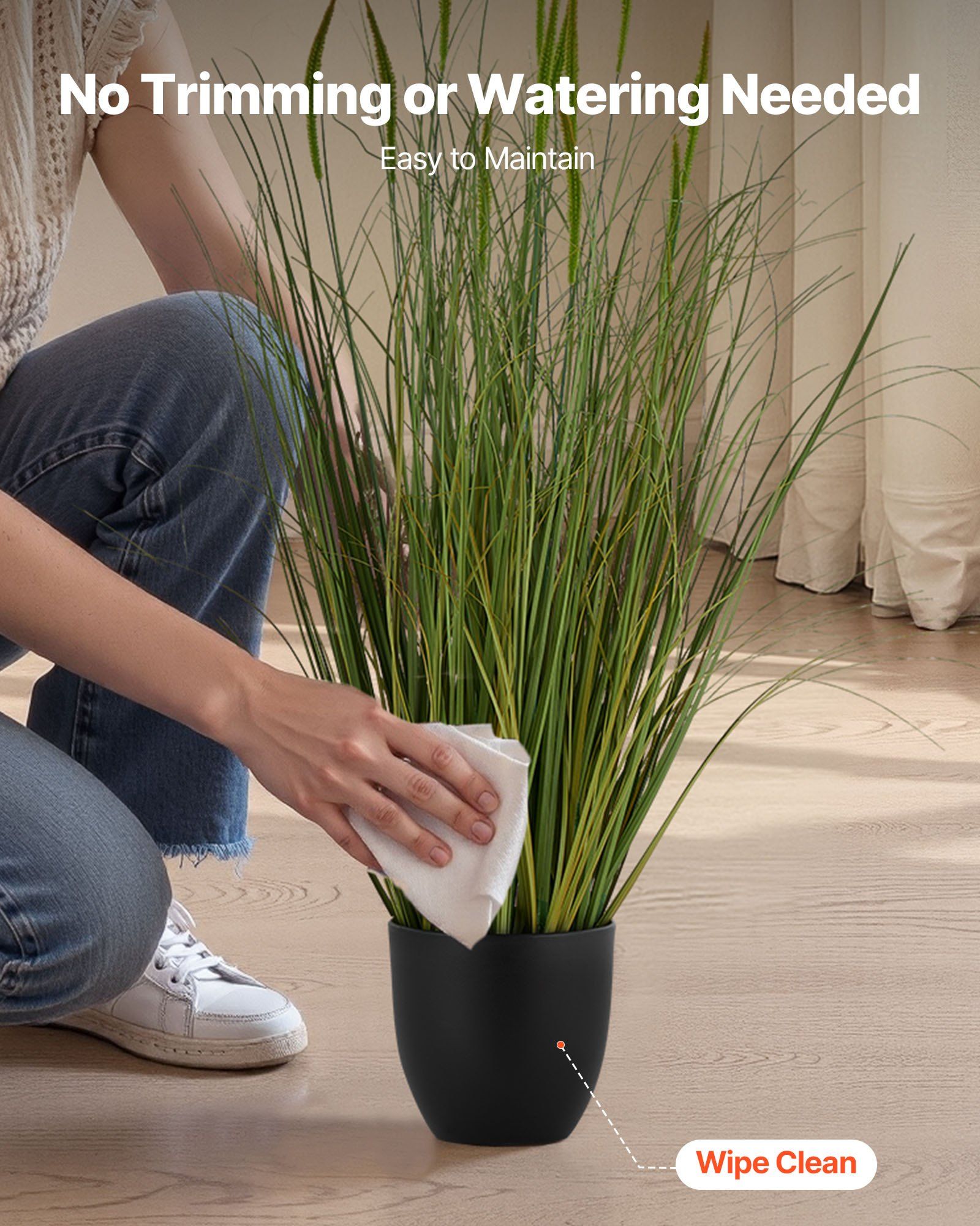 Artificial Grass Plant, 2 Pack 889mm Cattail Grass in Pot, Premium PVC Faux Fake Greenery Shrubs Plant for Indoor Outdoor House Home Garden Office Room Décor, Housewarming, Green - Image 5