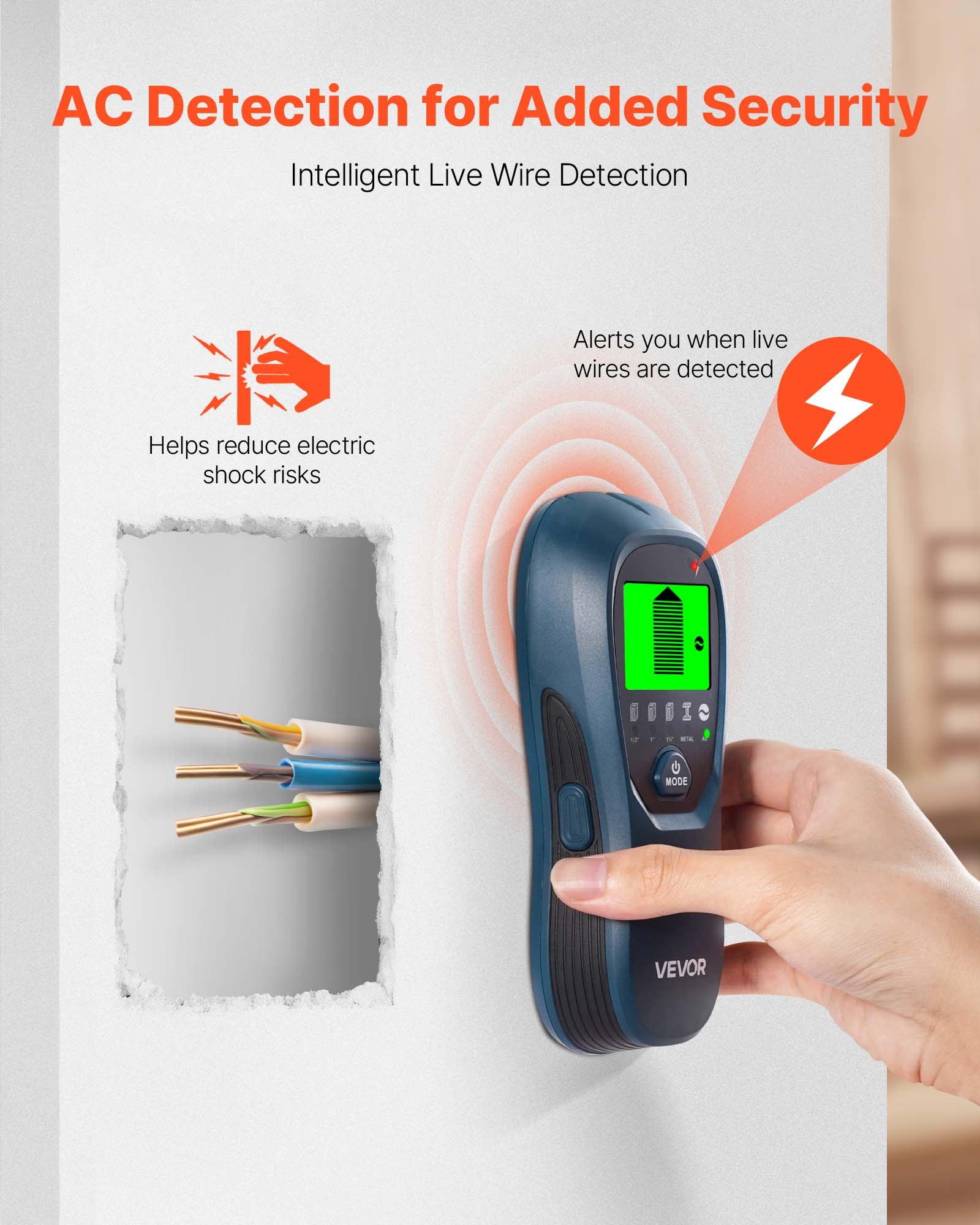 Stud Finder Wall Scanner, 5 in 1, Electronic Wall Stud Detector with Smart Sensor, High-Definition LCD Display and Audio Alarm, for the Center and Edge of Metal, AC Wire, Joists, Pipes, Blue - Image 5