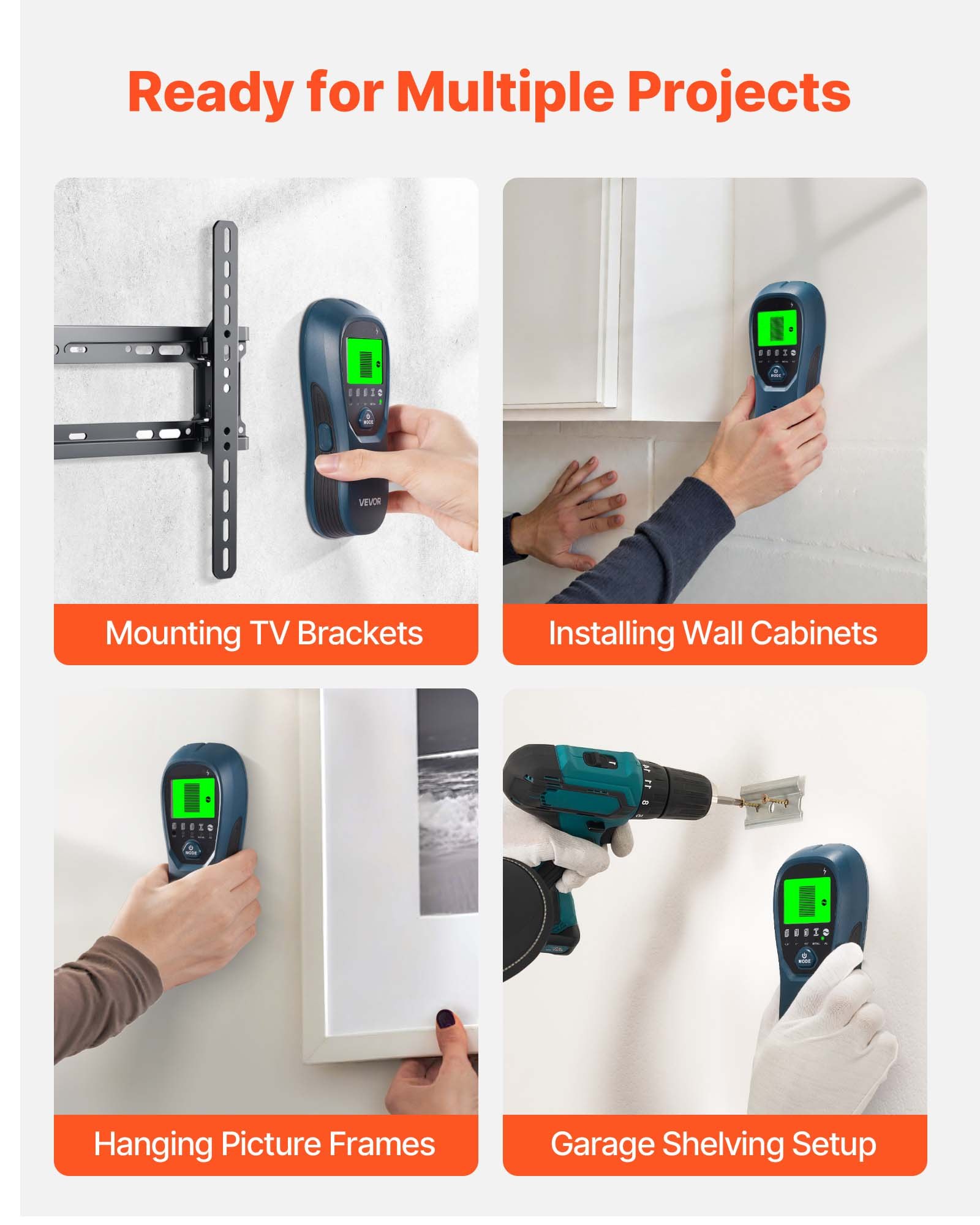 Stud Finder Wall Scanner, 5 in 1, Electronic Wall Stud Detector with Smart Sensor, High-Definition LCD Display and Audio Alarm, for the Center and Edge of Metal, AC Wire, Joists, Pipes, Blue - Image 6