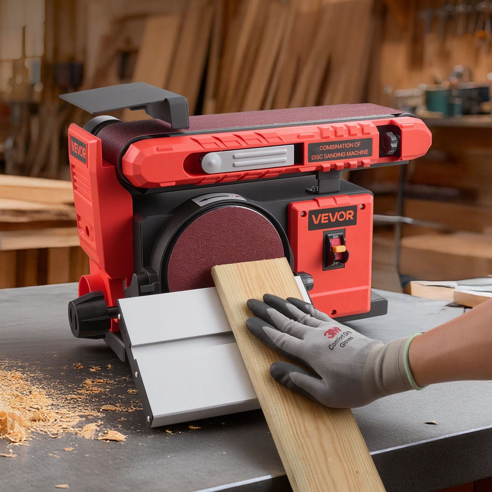 152.4mm Disc Sander & 101.6mm x 914.4mm Belt Sander, 400W Professional Belt Disc Sanders Combo with 0 - 45° Adjustable Worktable, Dust Collection Port for Woodworking & DIY Crafting - Image 8