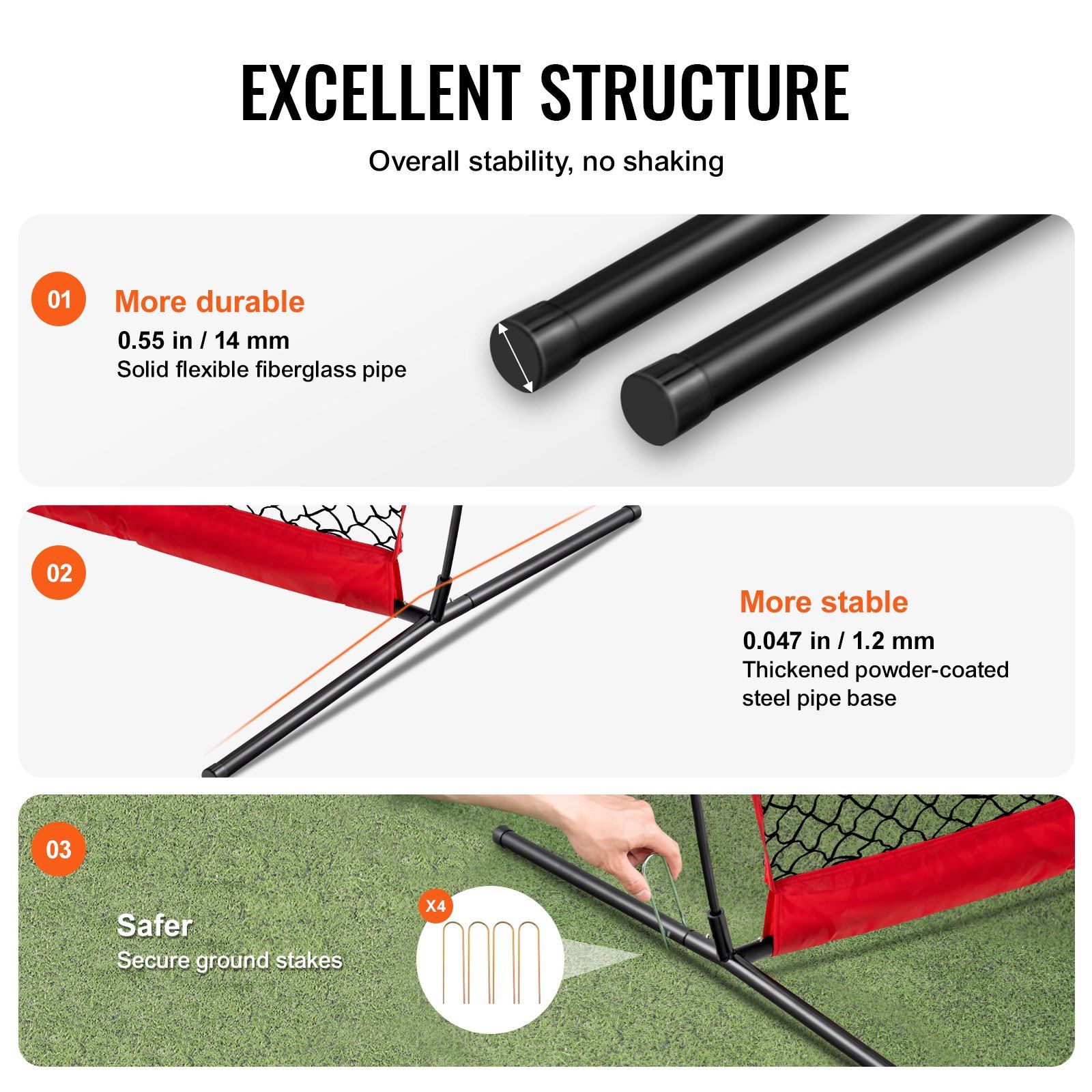 Barricade Backstop Net, 7x7 ft Ball Sports Barrier Netting, Portable Practice Equipment with Carry Bag, Protection Screen for Baseball Softball Lacrosse Soccer Hockey Training, for Backyard - Image 4