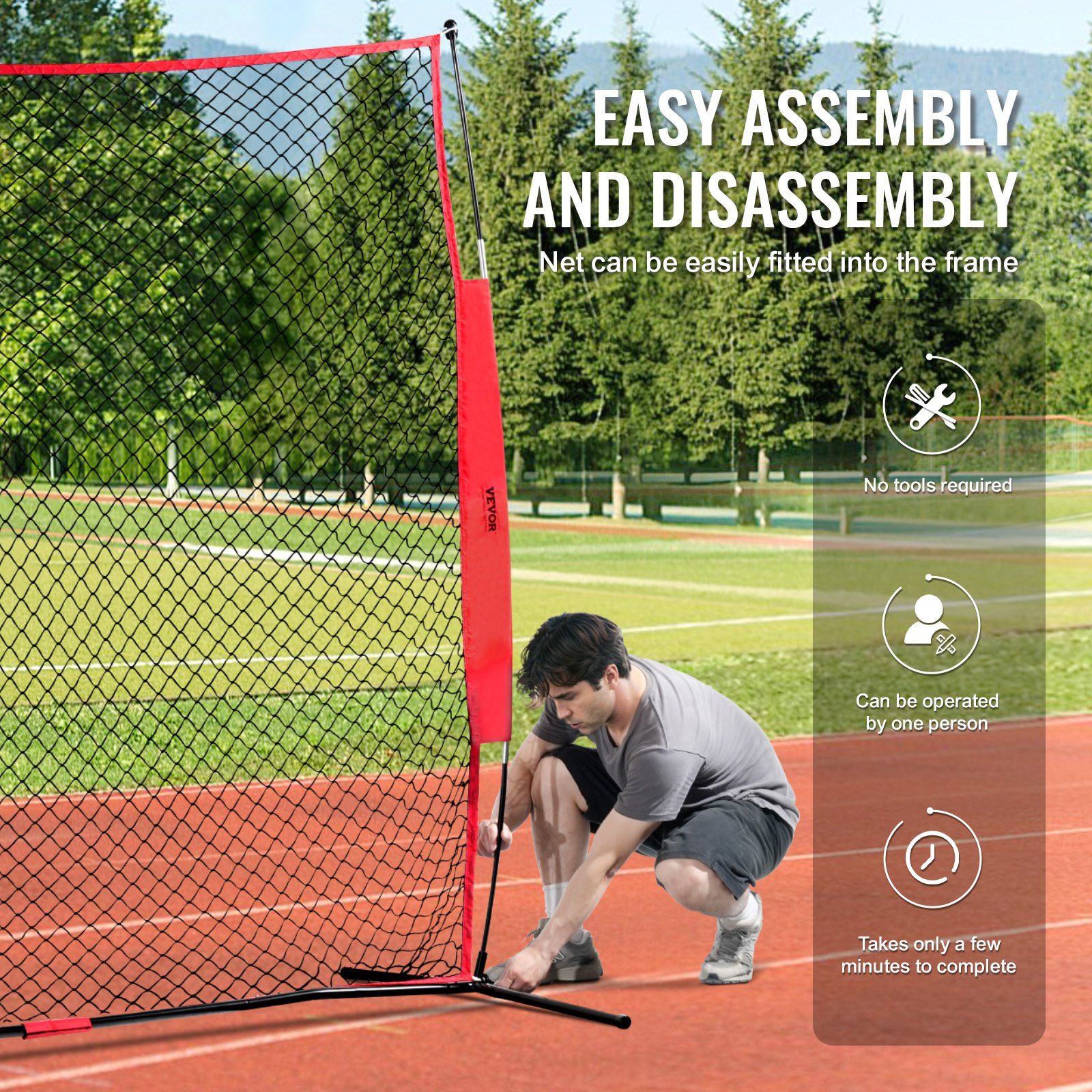 Barricade Backstop Net, 7x7 ft Ball Sports Barrier Netting, Portable Practice Equipment with Carry Bag, Protection Screen for Baseball Softball Lacrosse Soccer Hockey Training, for Backyard - Image 6