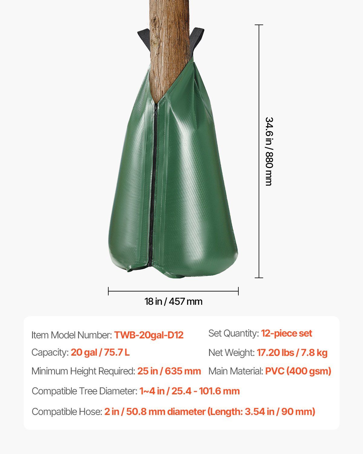 Tree Watering Bag, 12 Packs 20 Gallons Watering Bags for New Trees, 5-9 Hours Slow Release Refillable Tree Drip Irrigation Bags with Zipper, Durable Tree Watering System for Deep Root Targeting - Image 7