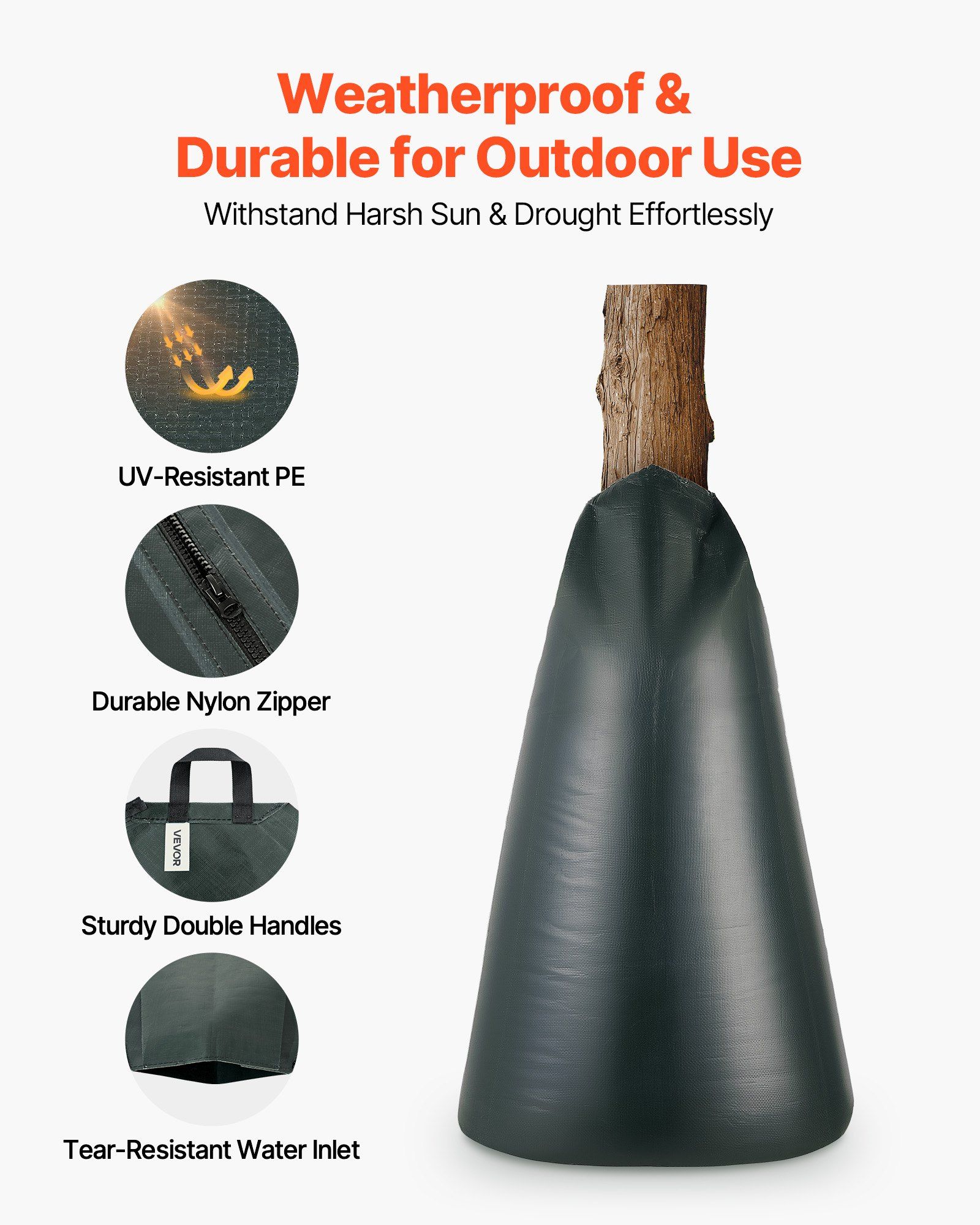 75.7 L Tree Watering Bags, 4 Pack 3-4 Hours Slow Release Gator Bags for Trees, Heavy Duty PE Tree Drip Irrigation Bag with Zipper, Durable & Reusable Deep Root Shrub Watering Bag - Image 3
