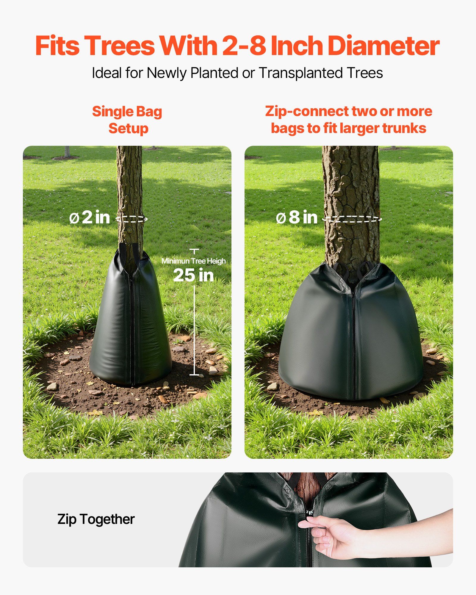 75.7 L Tree Watering Bags, 4 Pack 3-4 Hours Slow Release Gator Bags for Trees, Heavy Duty PE Tree Drip Irrigation Bag with Zipper, Durable & Reusable Deep Root Shrub Watering Bag - Image 4
