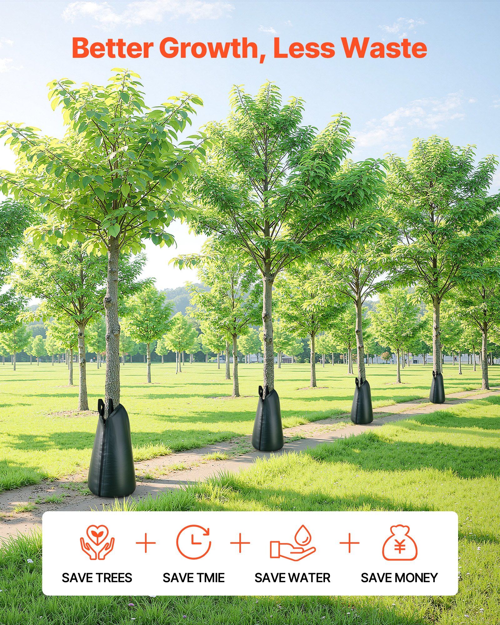75.7 L Tree Watering Bags, 4 Pack 3-4 Hours Slow Release Gator Bags for Trees, Heavy Duty PE Tree Drip Irrigation Bag with Zipper, Durable & Reusable Deep Root Shrub Watering Bag - Image 5