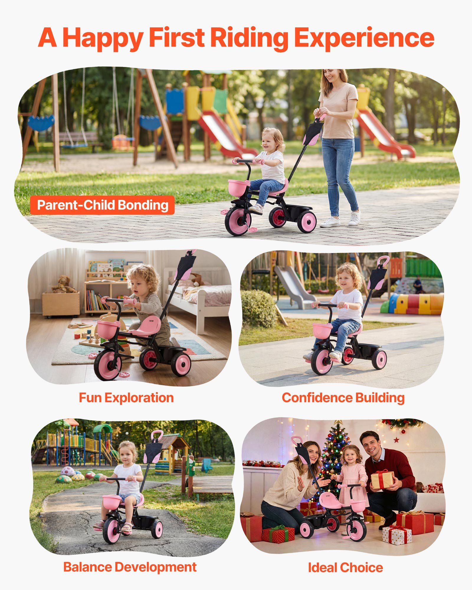 Toddler Tricycle & Stroller for 18 Months to 5 Year Old, Kids Trike with Parent Push Handle, Adjustable Seat & Storage for Outdoor Play, Tricycle for Toddlers, Birthday Toy for Boys and Girls - Image 6