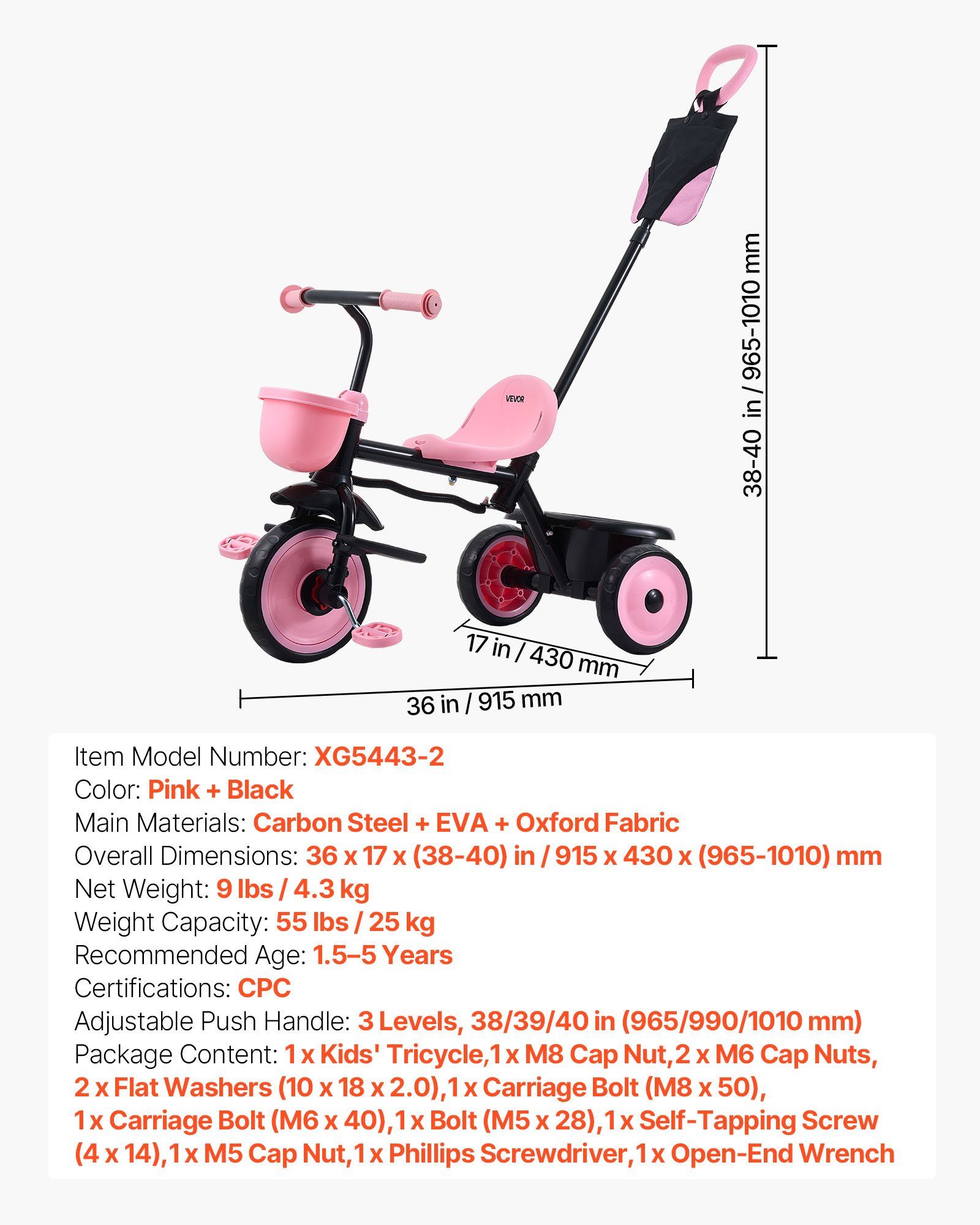 Toddler Tricycle & Stroller for 18 Months to 5 Year Old, Kids Trike with Parent Push Handle, Adjustable Seat & Storage for Outdoor Play, Tricycle for Toddlers, Birthday Toy for Boys and Girls - Image 7