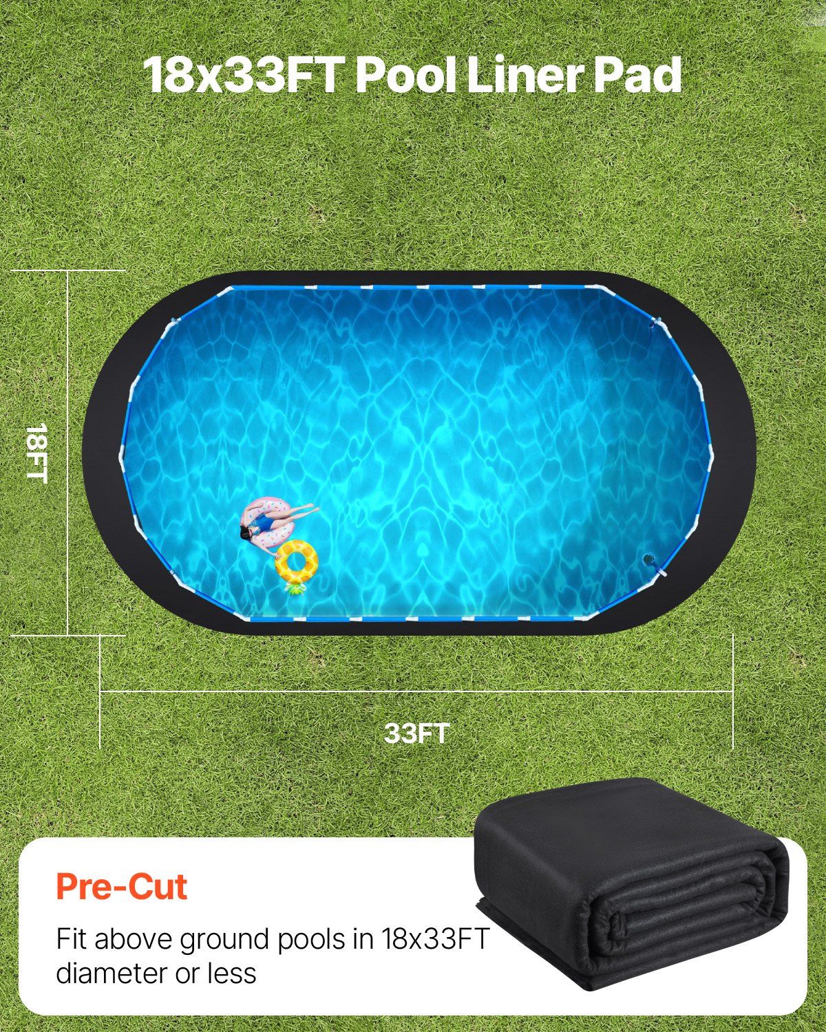 Oval Pool Liner Pad, 18 x 33 ft Pool Liner Pad for Above Ground Swimming Pools, Extra-Thick Pool Mat, Prevents Punctures, Recycled Geotextile Material Underlayment Pad, Extend Liner Life - Image 5