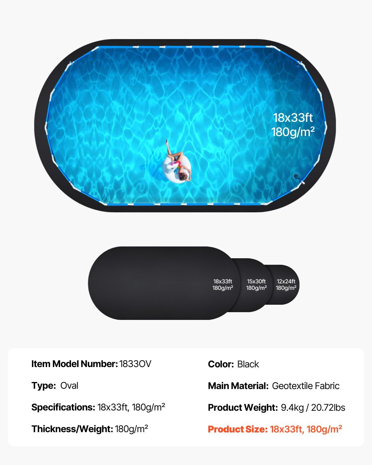 Oval Pool Liner Pad, 18 x 33 ft Pool Liner Pad for Above Ground Swimming Pools, Extra-Thick Pool Mat, Prevents Punctures, Recycled Geotextile Material Underlayment Pad, Extend Liner Life - Image 7