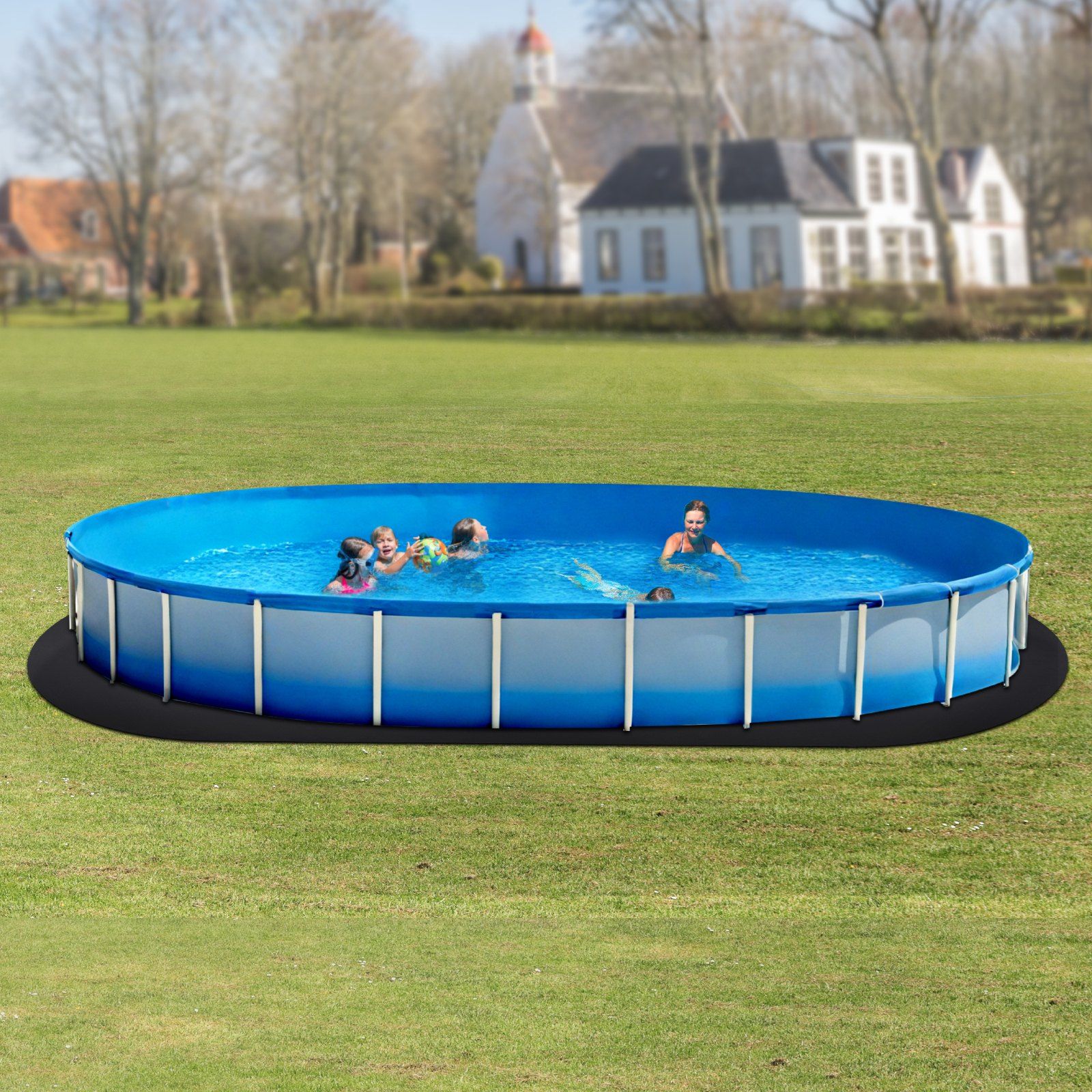 Oval Pool Liner Pad, 18 x 33 ft Pool Liner Pad for Above Ground Swimming Pools, Extra-Thick Pool Mat, Prevents Punctures, Recycled Geotextile Material Underlayment Pad, Extend Liner Life - Image 8