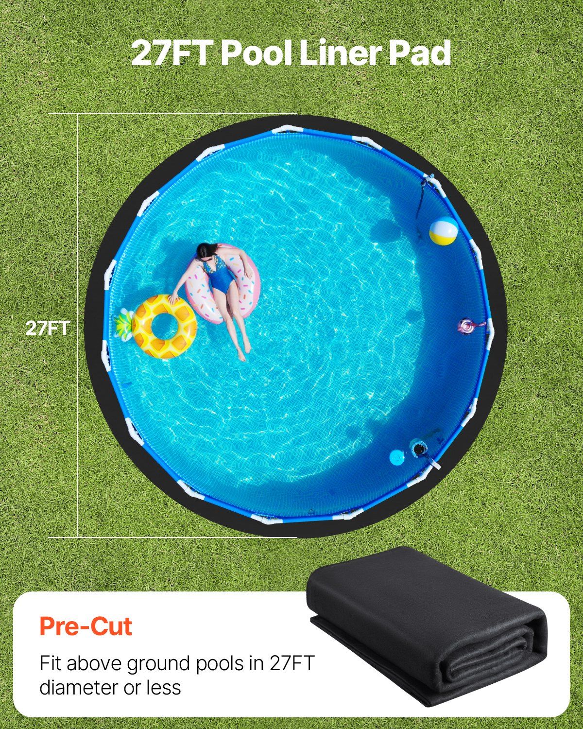 27ft Round Pool Liner Pad, Pool Liner Pad for Above Ground Swimming Pools, Extra-Thick Pool Mat, Prevents Punctures, Recycled Geotextile Material Underlayment Pad, Extend Liner Life - Image 5