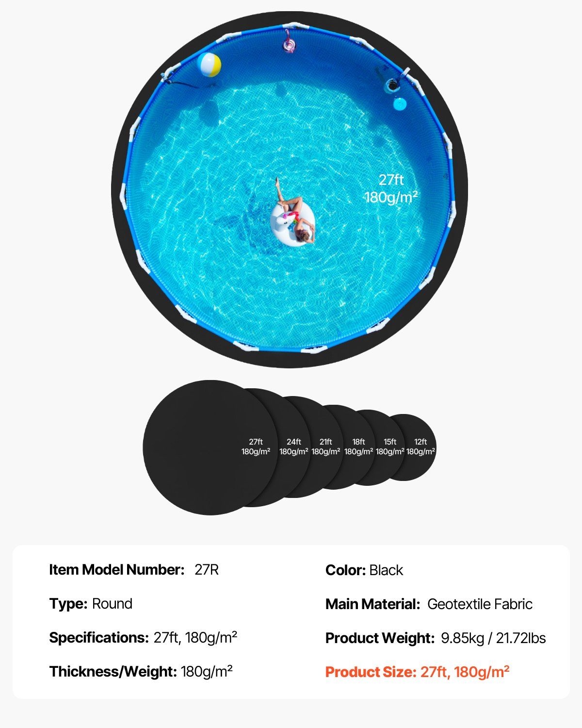 27ft Round Pool Liner Pad, Pool Liner Pad for Above Ground Swimming Pools, Extra-Thick Pool Mat, Prevents Punctures, Recycled Geotextile Material Underlayment Pad, Extend Liner Life - Image 7