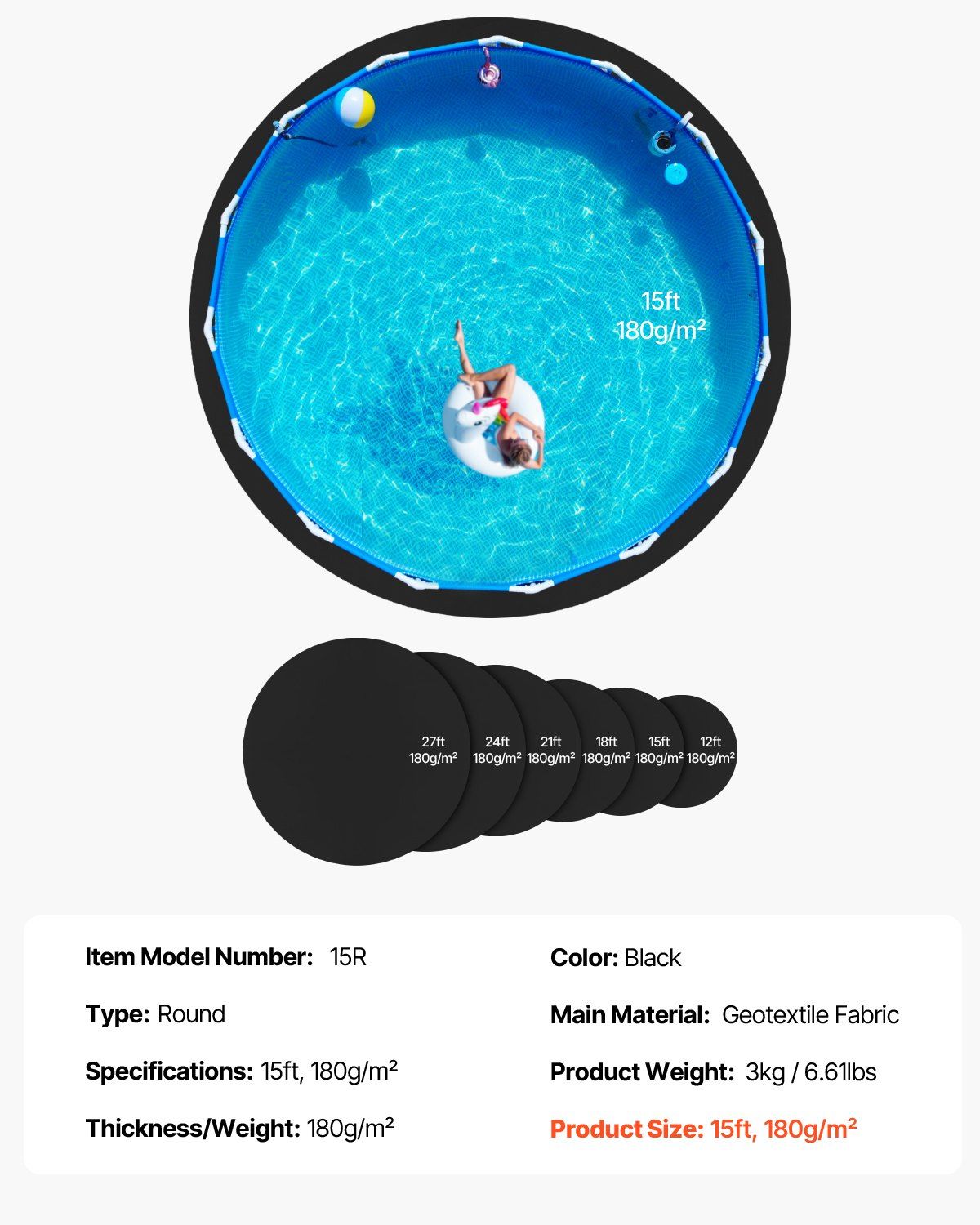 15ft Round Pool Liner Pad, Pool Liner Pad for Above Ground Swimming Pools, Extra-Thick Pool Mat, Prevents Punctures, Recycled Geotextile Material Underlayment Pad, Extend Liner Life - Image 7