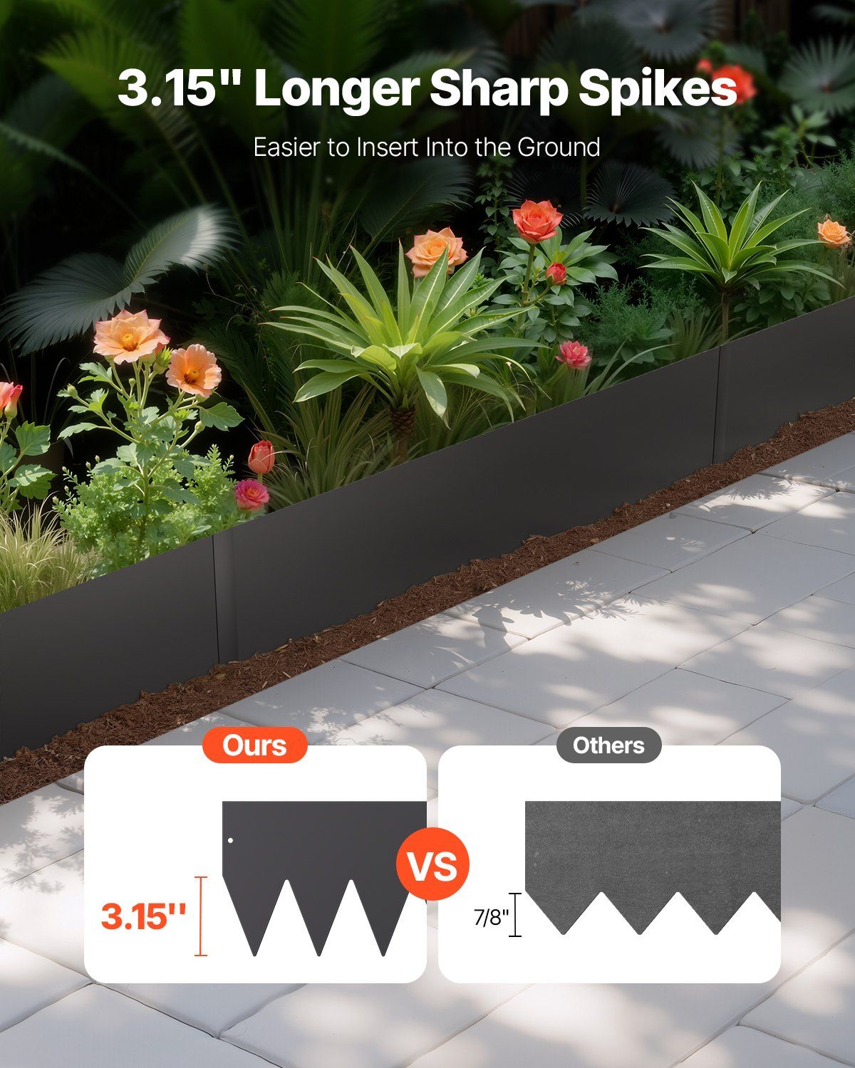 Steel Landscape Edging, 3 Packs 1016 x 203 mm Rust-Resistant Metal Landscape Edging, Bendable Garden Edging Border, Heavy Duty Lawn Edging, Easy-to-Install, Flower Bed Yard Pathway Divider Black - Image 2