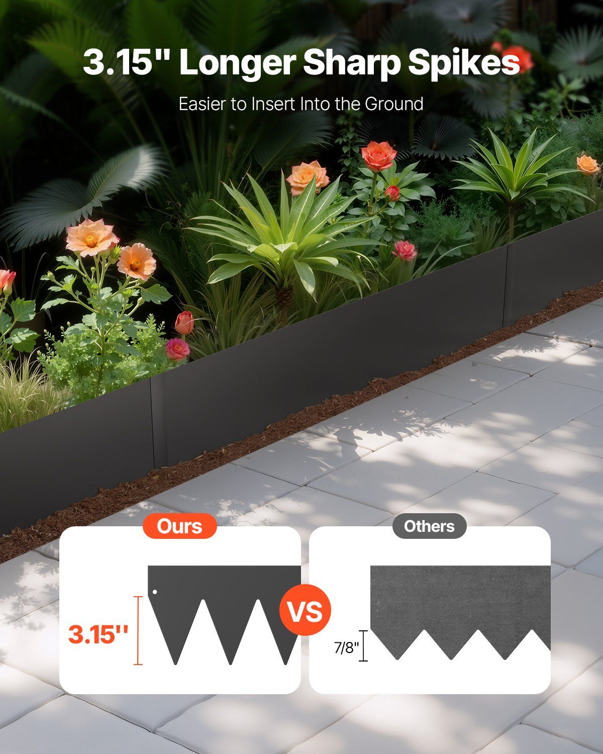 Steel Landscape Edging, 3 Packs 1016 x 152 mm Rust-Resistant Metal Landscape Edging, Bendable Garden Edging Border, Heavy Duty Lawn Edging, Easy-to-Install, Flower Bed Yard Pathway Divider Black - Image 2