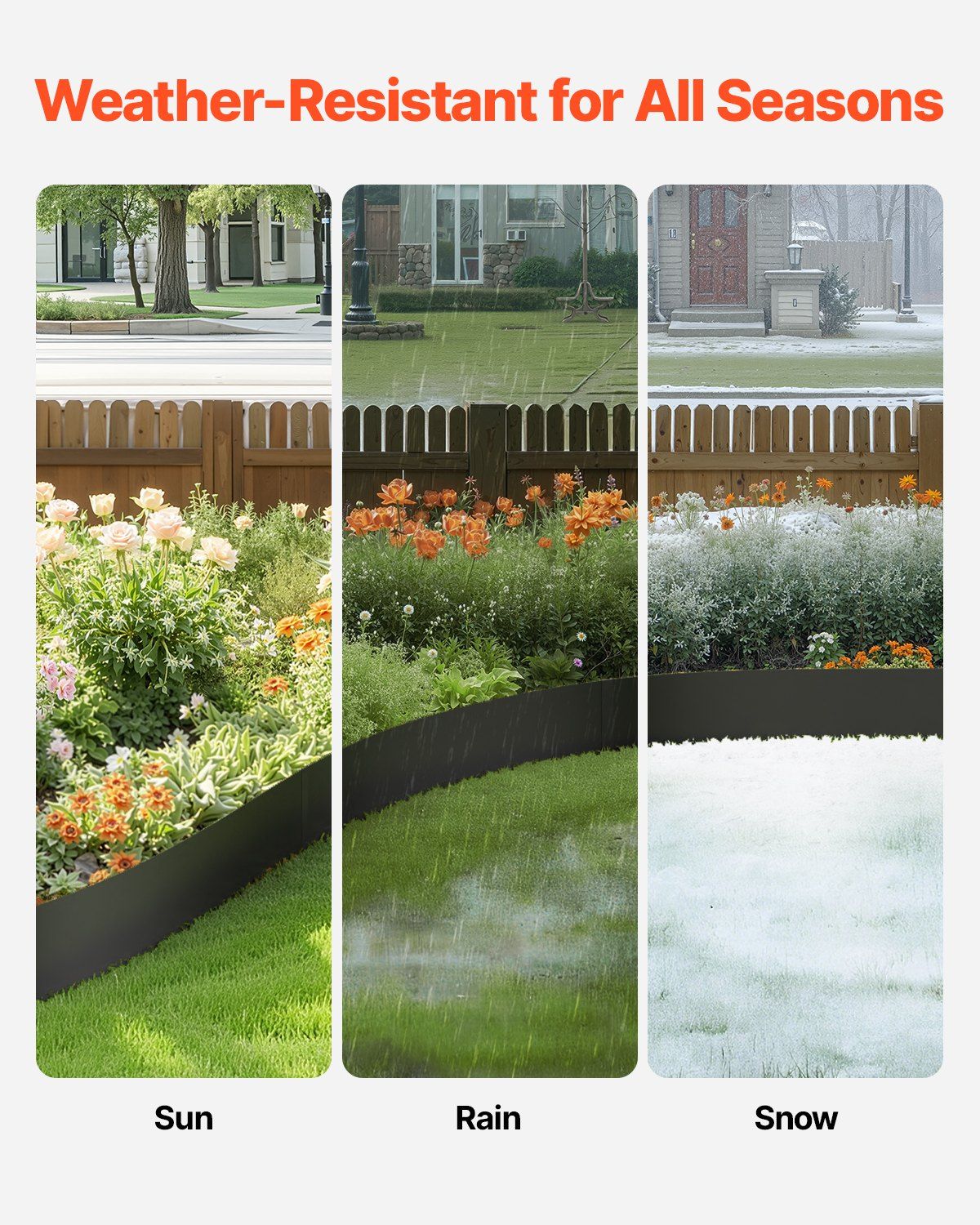Steel Landscape Edging, 3 Packs 1016 x 152 mm Rust-Resistant Metal Landscape Edging, Bendable Garden Edging Border, Heavy Duty Lawn Edging, Easy-to-Install, Flower Bed Yard Pathway Divider Black - Image 3