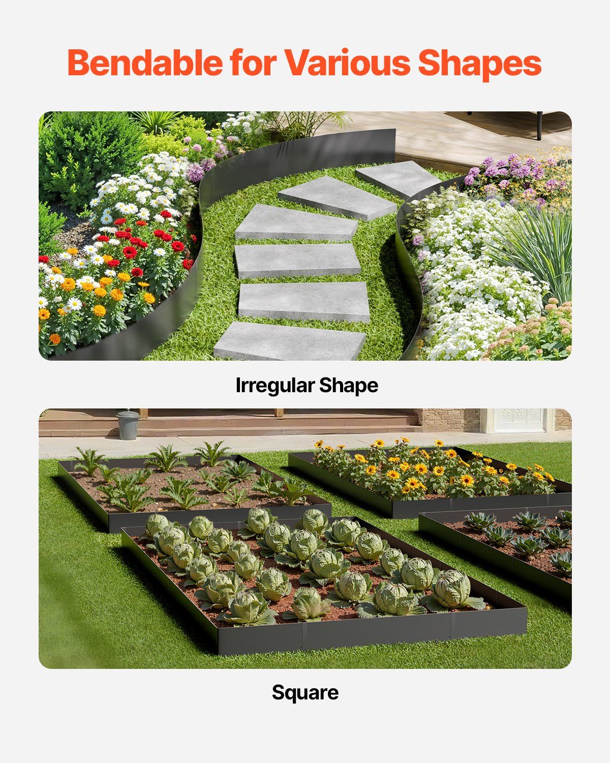 Steel Landscape Edging, 3 Packs 1016 x 152 mm Rust-Resistant Metal Landscape Edging, Bendable Garden Edging Border, Heavy Duty Lawn Edging, Easy-to-Install, Flower Bed Yard Pathway Divider Black - Image 4