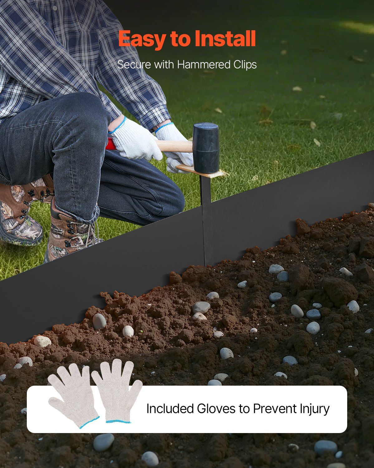 Steel Landscape Edging, 3 Packs 1016 x 152 mm Rust-Resistant Metal Landscape Edging, Bendable Garden Edging Border, Heavy Duty Lawn Edging, Easy-to-Install, Flower Bed Yard Pathway Divider Black - Image 5