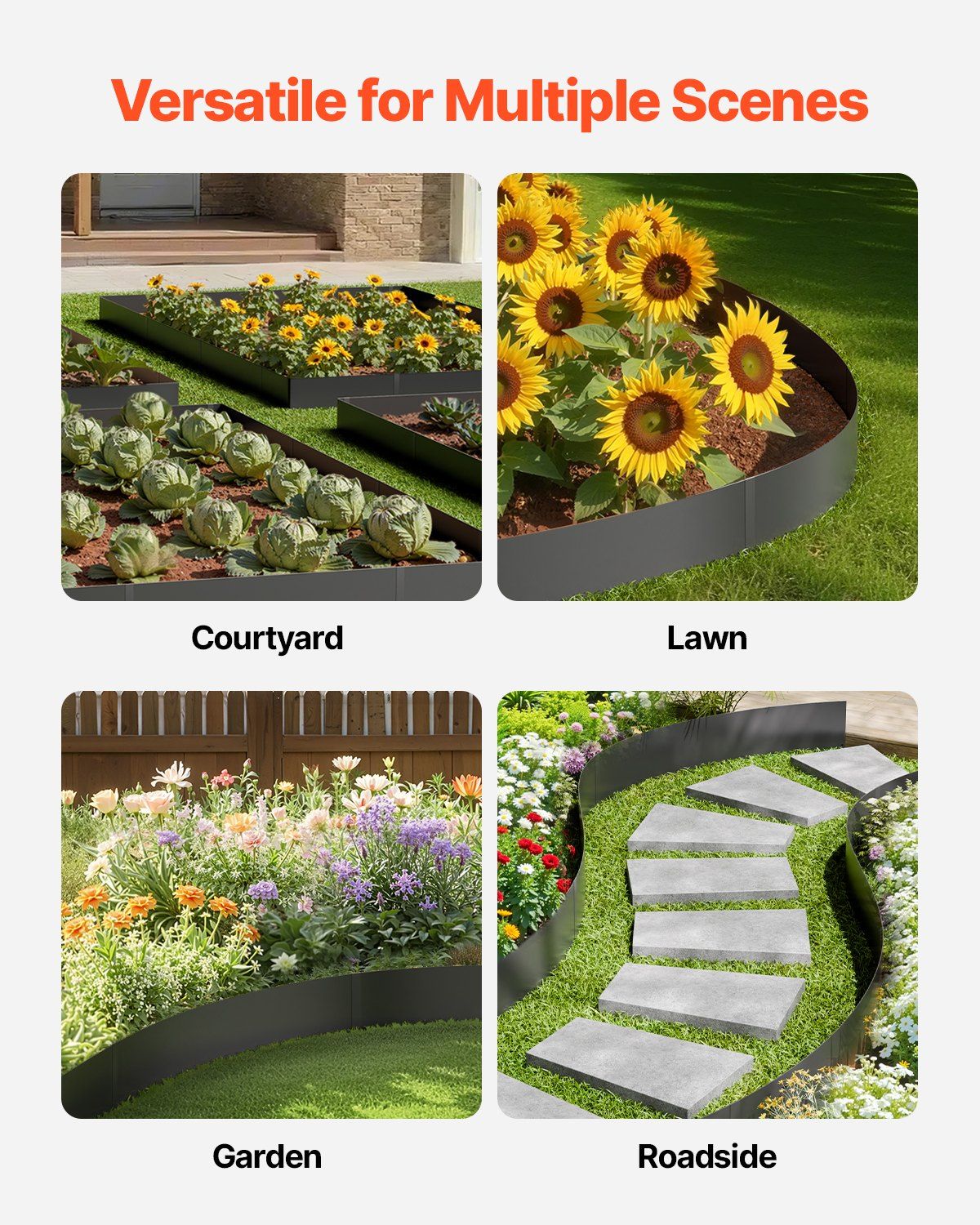 Steel Landscape Edging, 3 Packs 1016 x 152 mm Rust-Resistant Metal Landscape Edging, Bendable Garden Edging Border, Heavy Duty Lawn Edging, Easy-to-Install, Flower Bed Yard Pathway Divider Black - Image 6