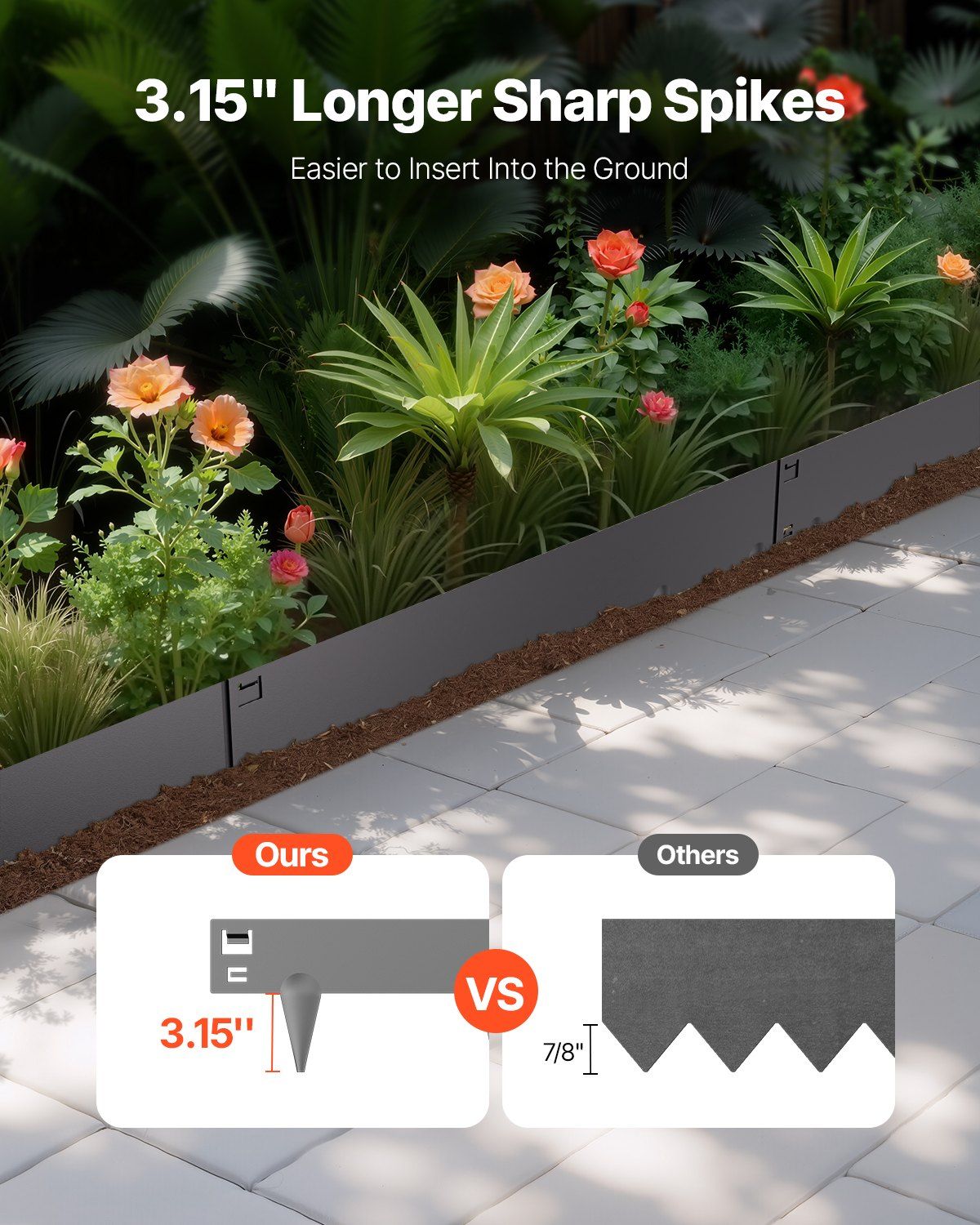 Steel Landscape Edging, 5 Packs 990 x 156 mm Rust-Resistant Metal Landscape Edging, Bendable Garden Edging Border, Heavy Duty Lawn Edging, Easy-to-Install, Flower Bed Yard Pathway Divider Dark Gray - Image 2