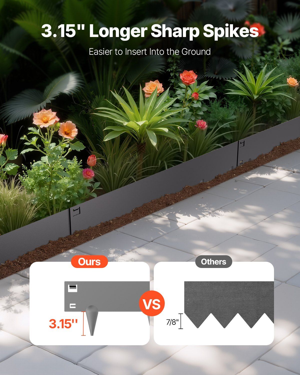 Steel Landscape Edging, 5 Packs 990 x 181 mm Rust-Resistant Metal Landscape Edging, Bendable Garden Edging Border, Heavy Duty Lawn Edging, Easy-to-Install, Flower Bed Yard Pathway Divider Dark Gray - Image 2