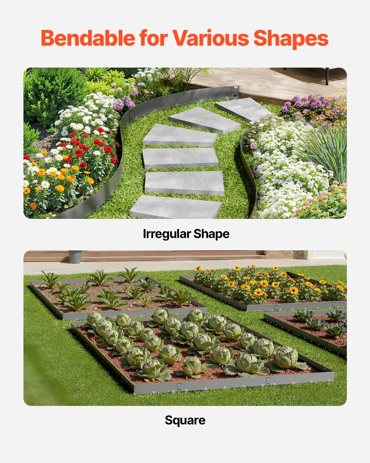 Steel Landscape Edging, 5 Packs 990 x 181 mm Rust-Resistant Metal Landscape Edging, Bendable Garden Edging Border, Heavy Duty Lawn Edging, Easy-to-Install, Flower Bed Yard Pathway Divider Dark Gray - Image 4