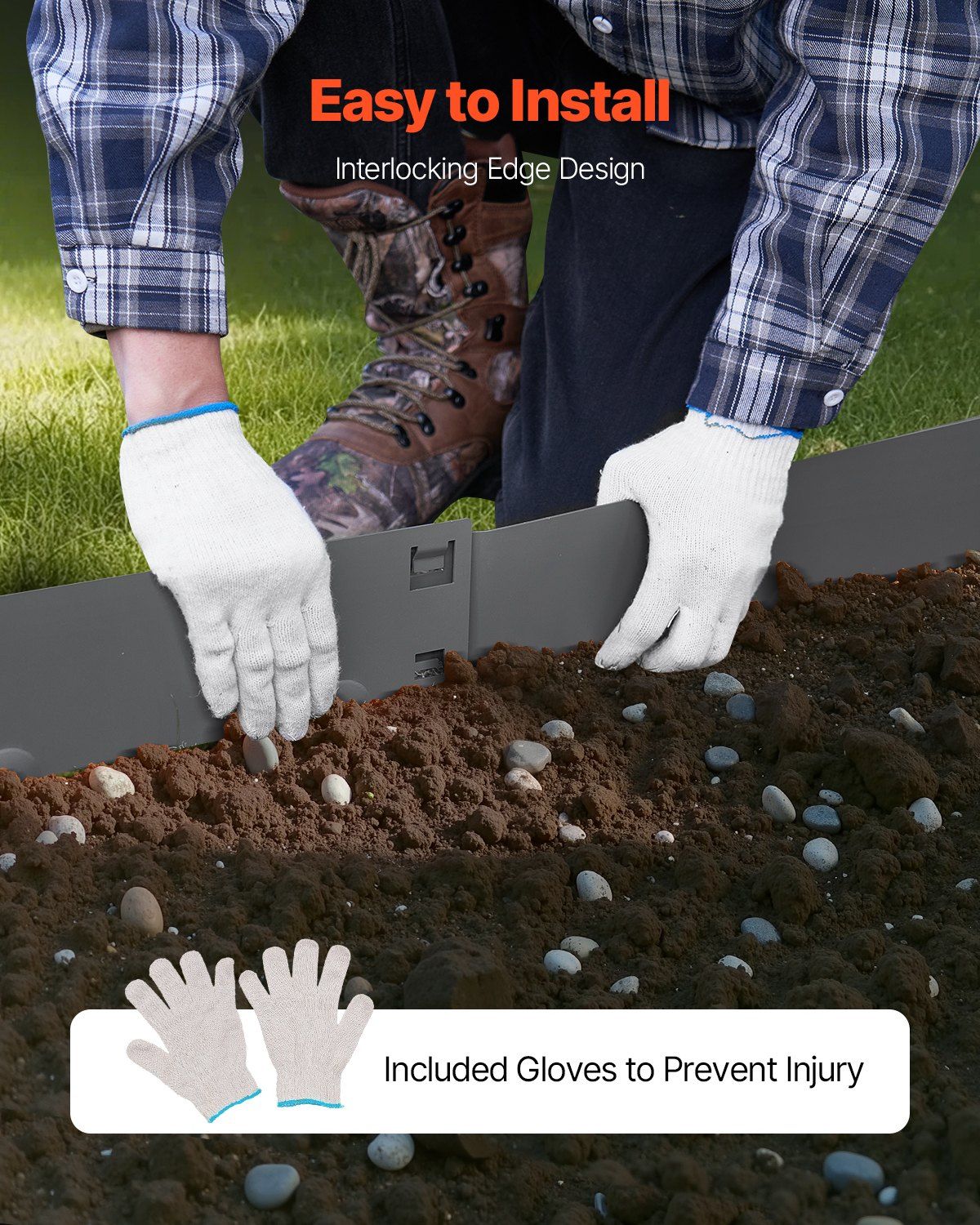Steel Landscape Edging, 5 Packs 990 x 181 mm Rust-Resistant Metal Landscape Edging, Bendable Garden Edging Border, Heavy Duty Lawn Edging, Easy-to-Install, Flower Bed Yard Pathway Divider Dark Gray - Image 5