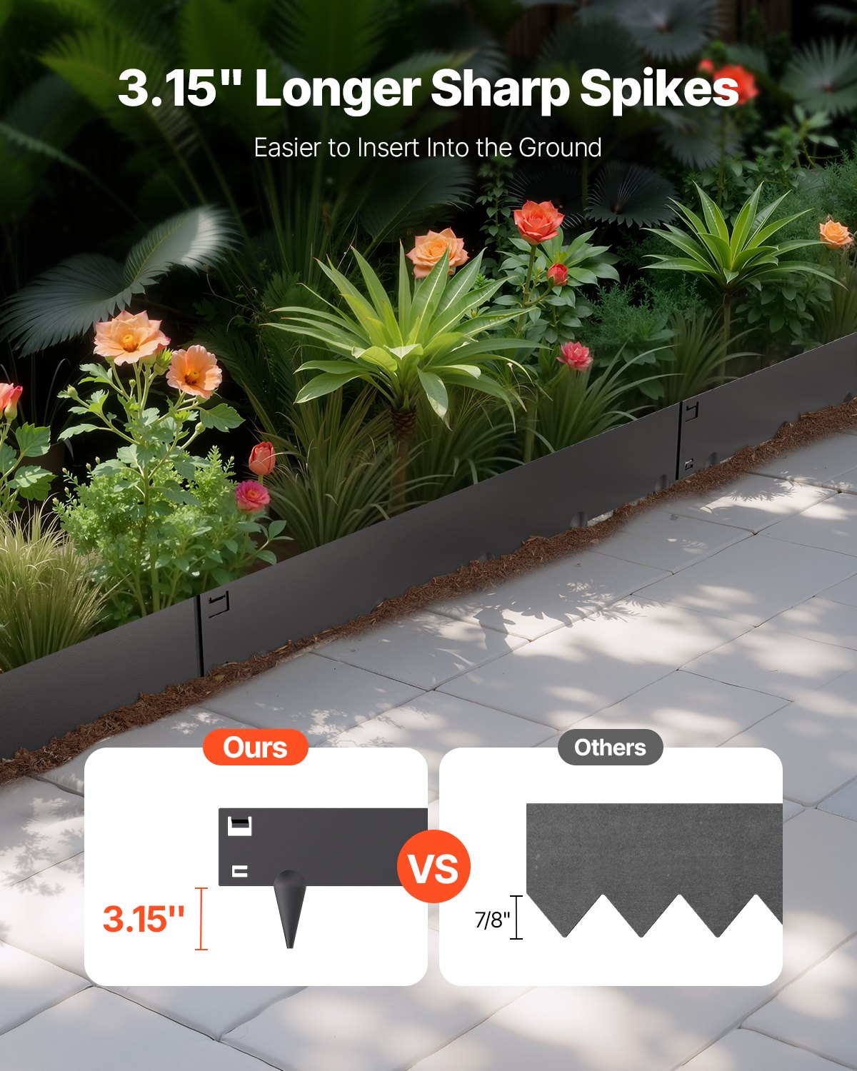 Steel Landscape Edging, 5 Packs 990 x 207 mm Rust-Resistant Metal Landscape Edging, Bendable Garden Edging Border, Heavy Duty Lawn Edging, Easy-to-Install, Flower Bed Yard Pathway Divider Black - Image 2