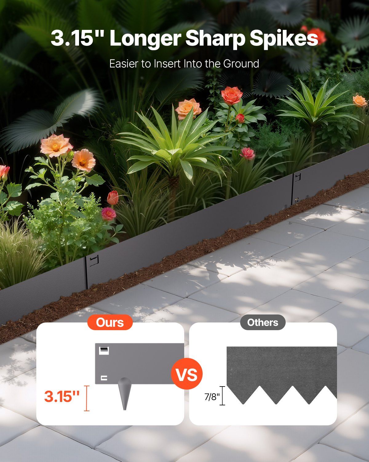 Steel Landscape Edging, 5 Packs 990 x 207 mm Rust-Resistant Metal Landscape Edging, Bendable Garden Edging Border, Heavy Duty Lawn Edging, Easy-to-Install, Flower Bed Yard Pathway Divider Dark Gray - Image 2