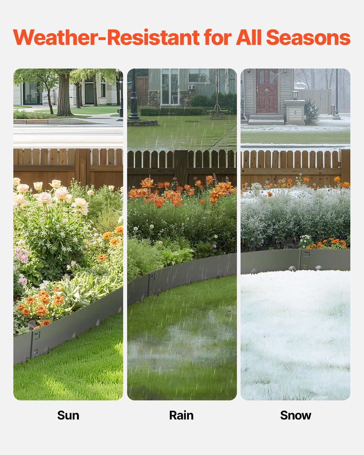 Steel Landscape Edging, 5 Packs 990 x 207 mm Rust-Resistant Metal Landscape Edging, Bendable Garden Edging Border, Heavy Duty Lawn Edging, Easy-to-Install, Flower Bed Yard Pathway Divider Dark Gray - Image 3