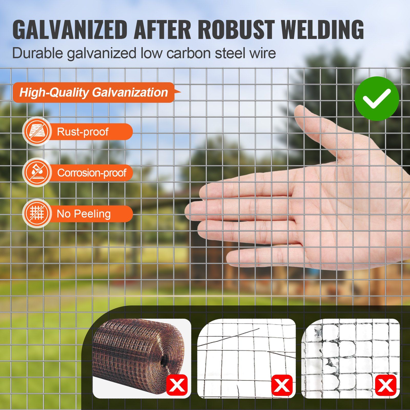 Hardware Cloth, 12.7mm 610mm×7.62m 19 Gauge, Hot Dipped Galvanized Wire Mesh Roll, Chicken Wire Fencing, Wire Mesh for Rabbit Cages, Garden, Small Rodents - Image 3
