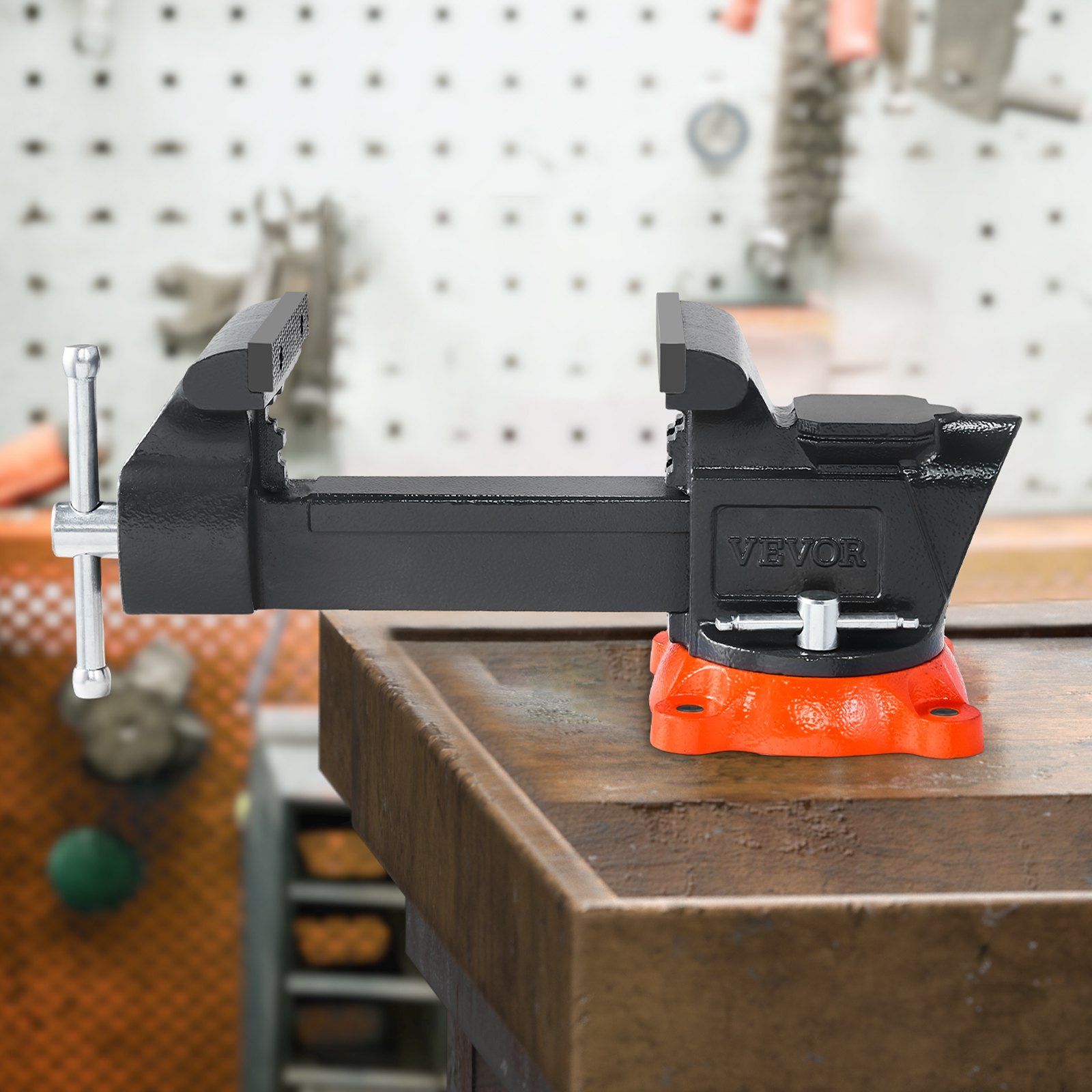 Bench Vise, 127 mm Jaw Width, 125 mm Max Jaw Opening Multipurpose Vise with 360° Swivel Locking Base, 71 mm Throat, Heavy Duty Ductile Iron Workbench Vise with Anvil, for Clamping Round Pipes - Image 8