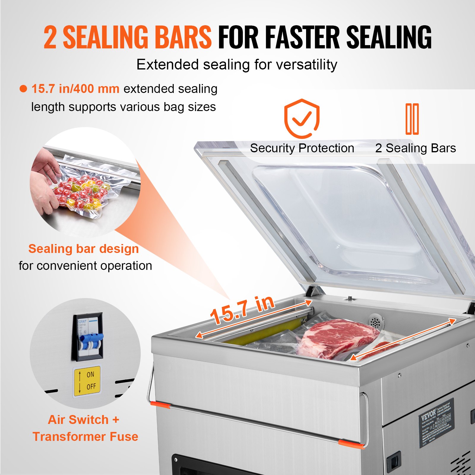 DZ-400/2E Automatic Extra Deep Vacuum Sealer Food Vacuum Sealing Packing Machine 220V - Image 4