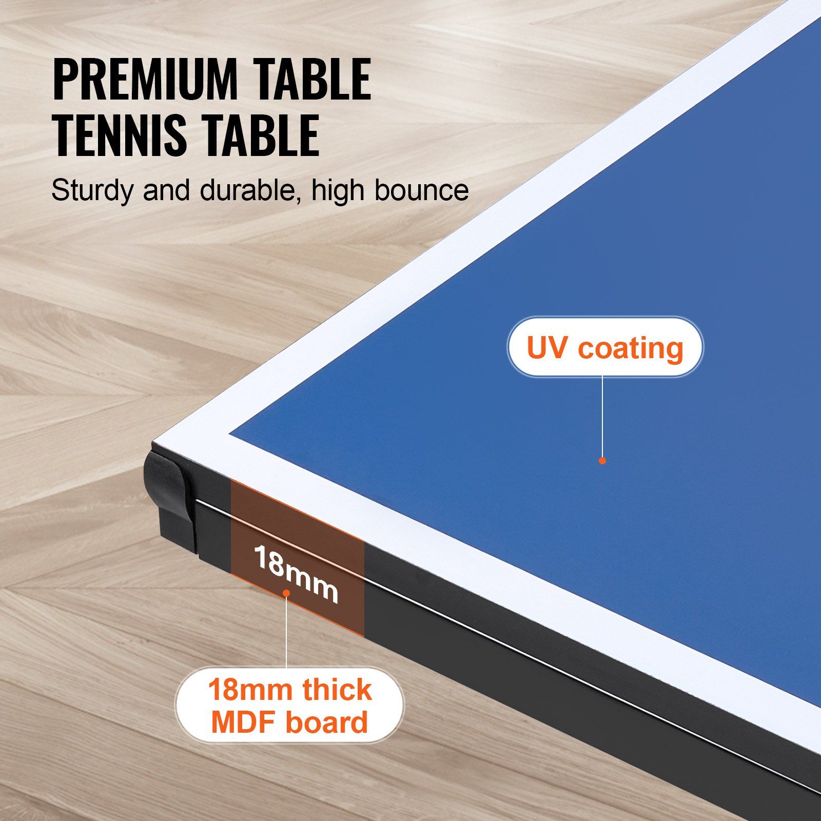 Ping Pong Table, Professional Table Tennis Game, Indoor MDF Portable Table Tennis Table, Foldable Ping Pong Table with Quick Clamp Net and Lockable Wheels, 10 Minute Easy Assembly, 18mm Tabletops - Image 3