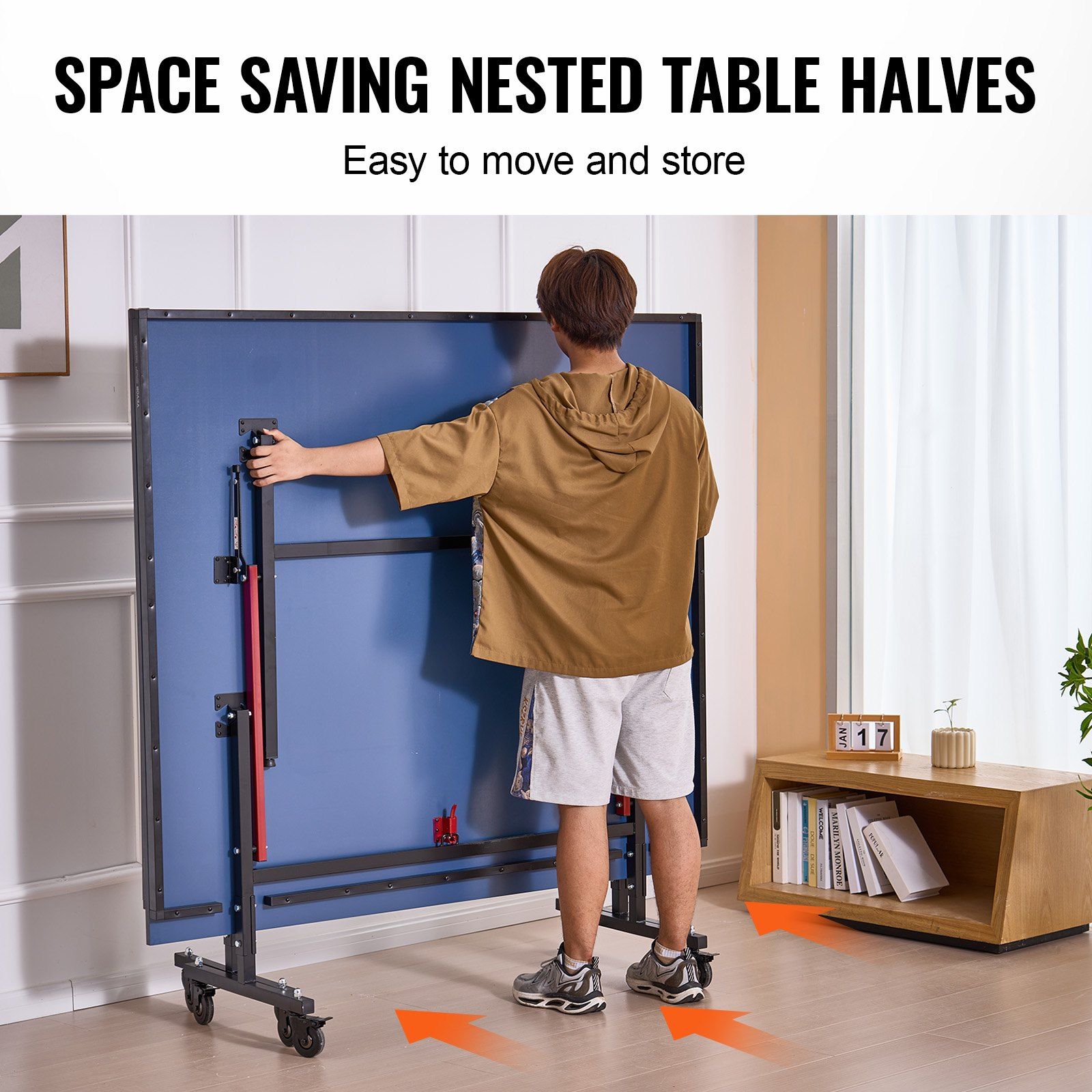 Ping Pong Table, Professional Table Tennis Game, Indoor MDF Portable Table Tennis Table, Foldable Ping Pong Table with Quick Clamp Net and Lockable Wheels, 10 Minute Easy Assembly, 18mm Tabletops - Image 5