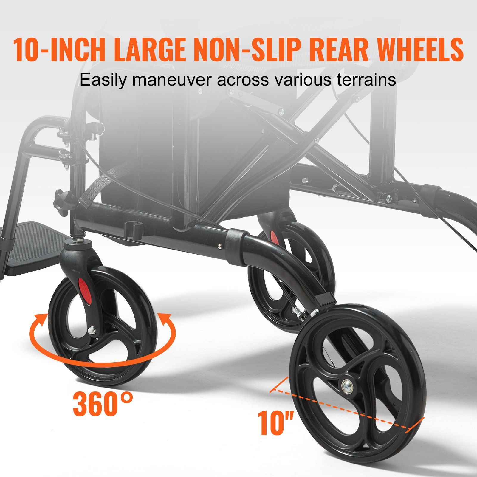 2 in 1 Rollator Walker & Transport Chair for Seniors, Folding Rolling Walker Wheelchair Combo & Footrests, Lightweight Aluminum Mobility Walker with Adjustable Handle, All Terrain Wheels, 136KG - Image 5