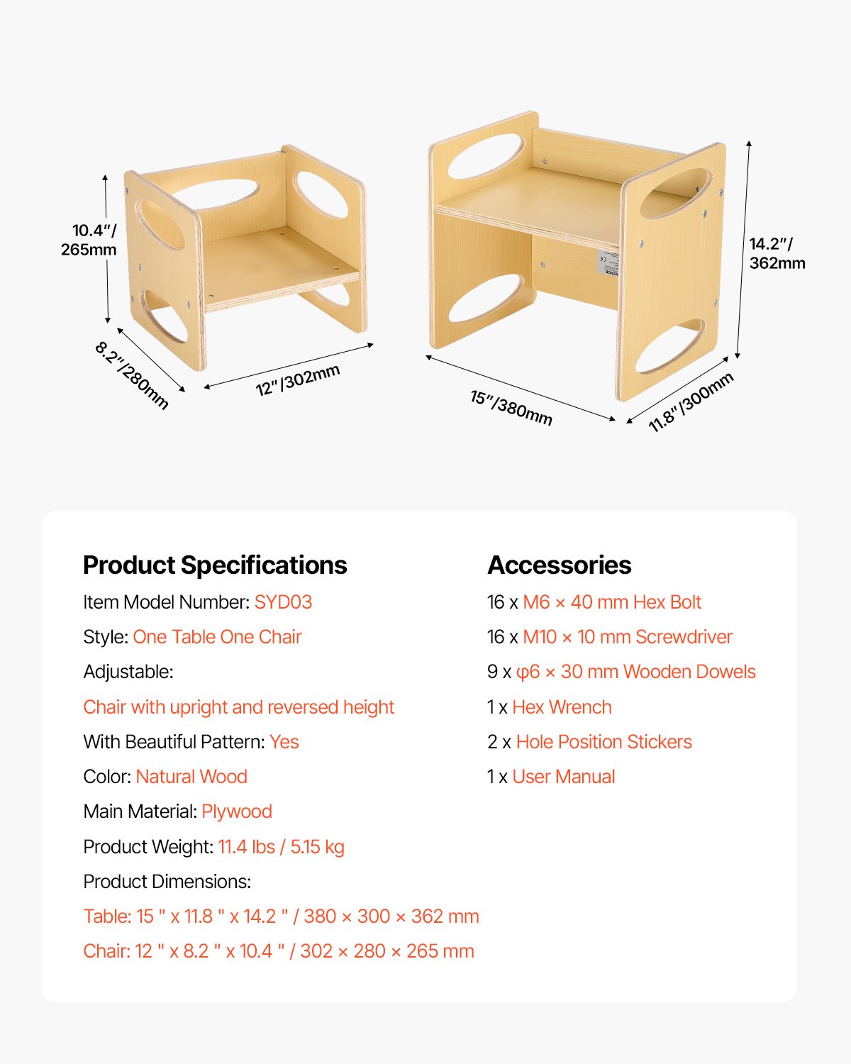 Montessori Weaning Table and Chair Set, Wooden Toddler Table and Chair Set for Aged 1-5, Adjustable Height Kids Montessori Chair and Activity Table, Ideal for Reading, Eating, Playing - Natural - Image 7