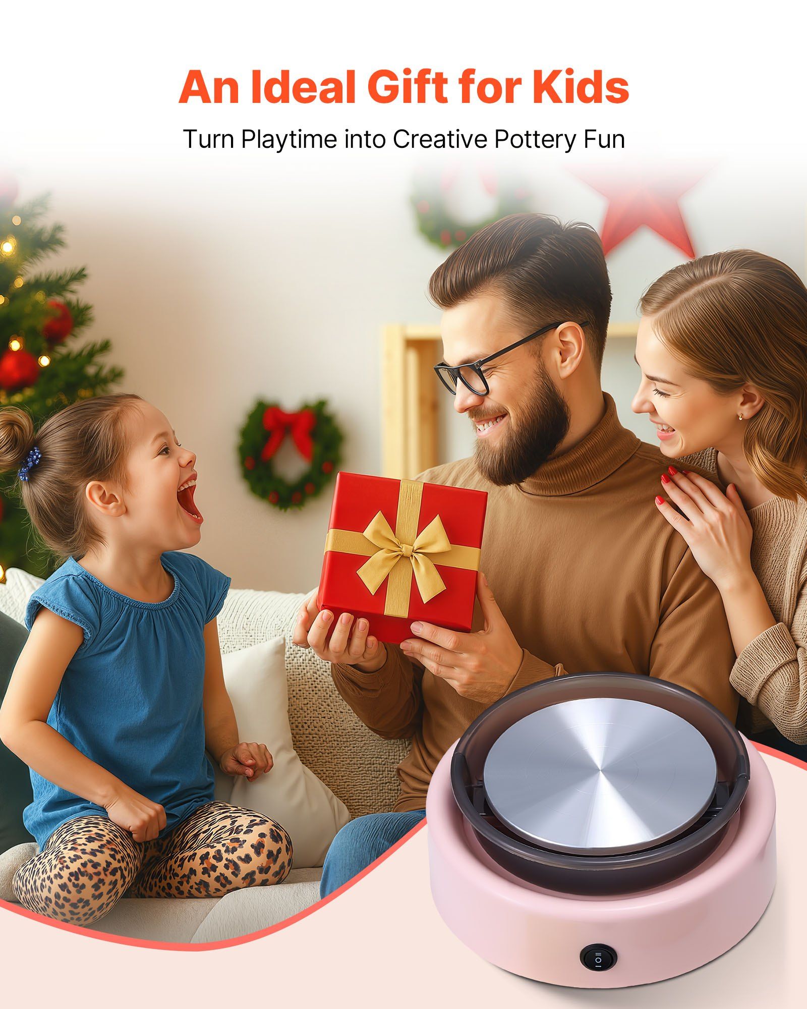 Mini Pottery Wheel, 158 mm Turntable, Forward and Reverse Rotation, Adjustable Speed, Electric Clay Wheel for Kids and Beginners, with Shaping Tools, for Home DIY, Pottery Classes, Pink - Image 6