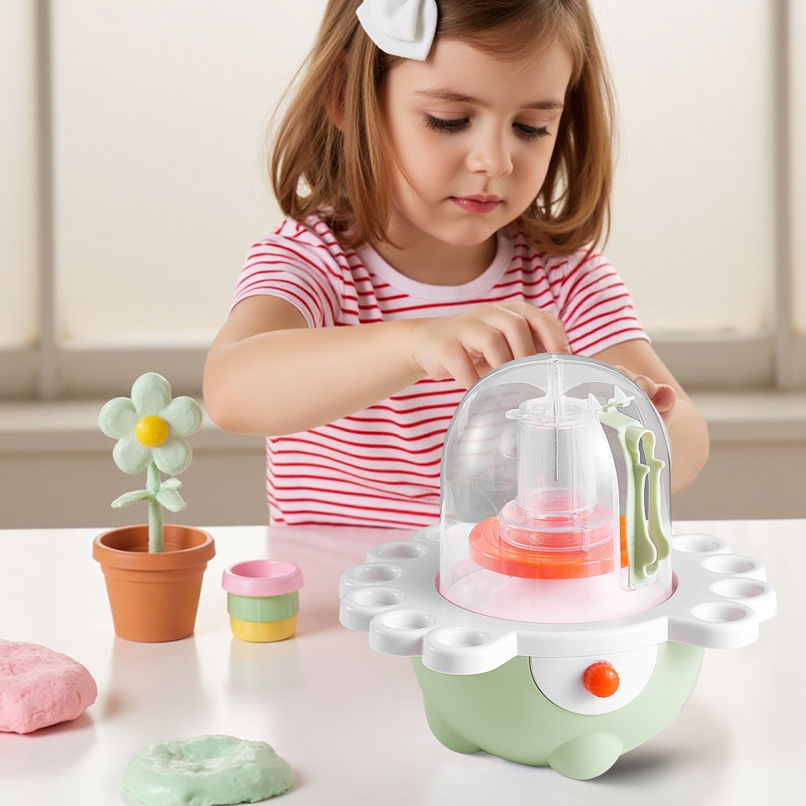 Mini Pottery Wheel, 50 mm and 80 mm Turntables, Adjustable Speed, Electric Clay Wheel for Kids and Beginners, Complete Pottery Set with Clay Sculpting Tools, Gift for Boys and Girls, Green - Image 8