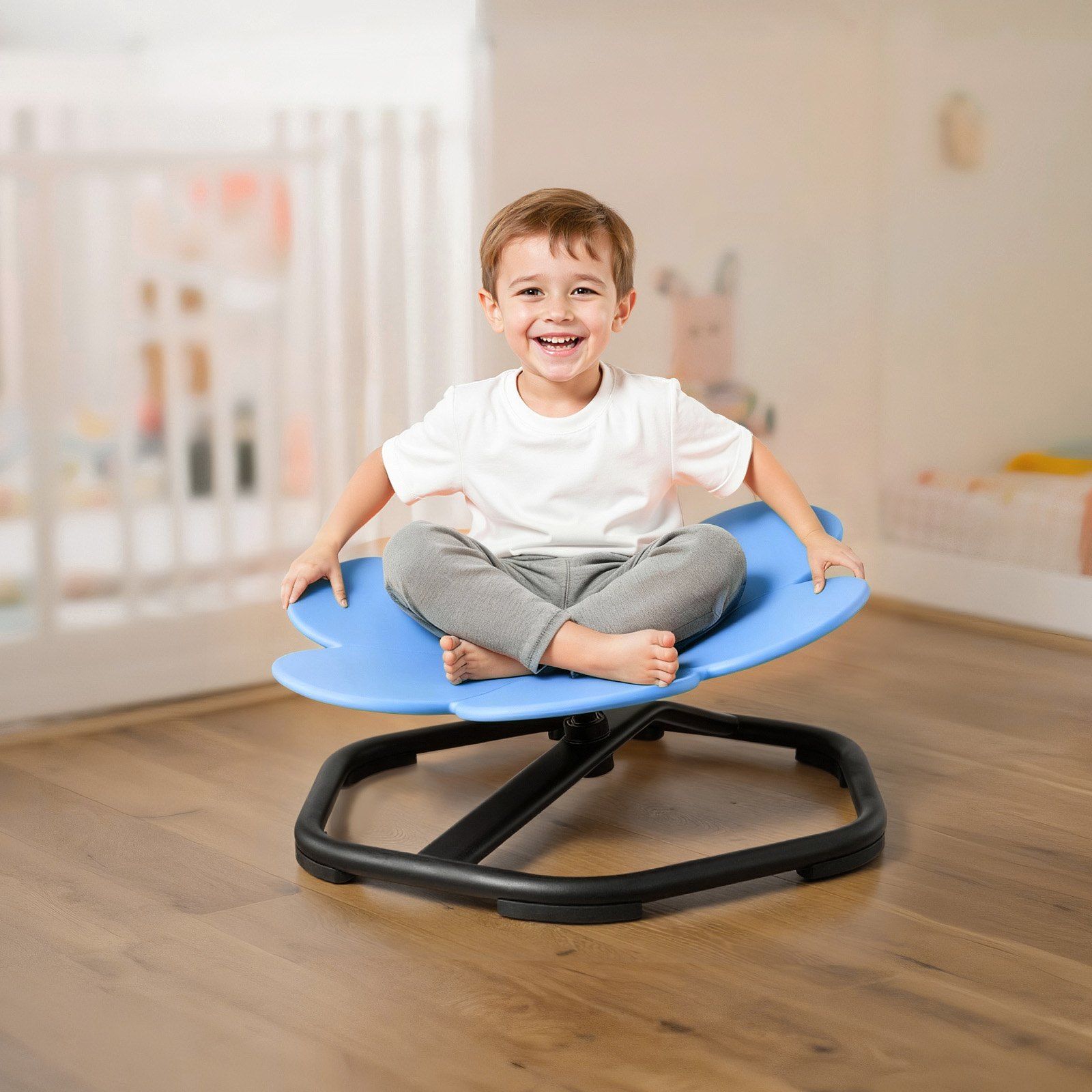 Kids Swivel Chair, 220 lbs Capacity, Flower Shape Sensory Spinning Chair, Autistic Kids Sensory Toy Seat with Non-Slip Metal Base, Toddler Sit & Spin Seat for Coordination Balance Focus, Blue - Image 8
