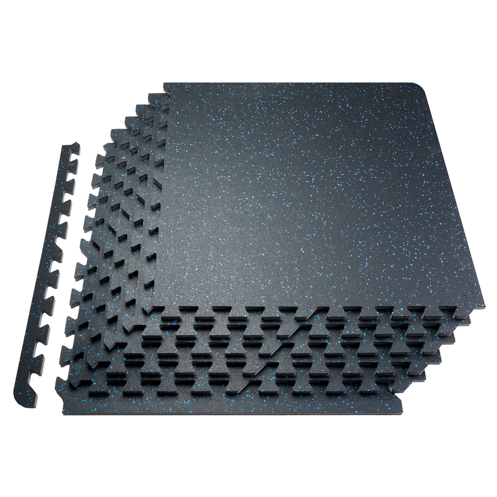 0.56 Inch Thick Gym Floor Mats, 6 Tiles Rubber Top with EVA Foam, 25