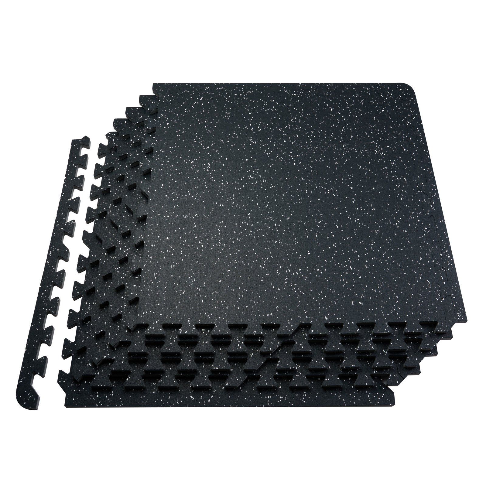 0.56 Inch Thick Gym Floor Mats, 25 Tiles Rubber Top with EVA Foam, 25